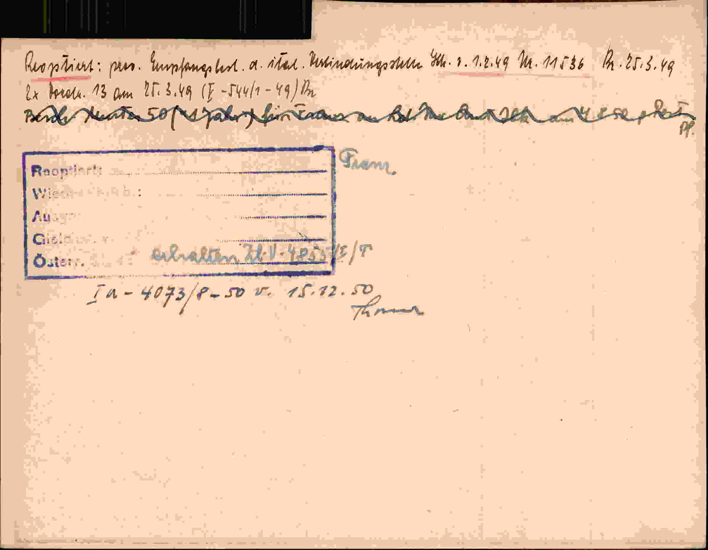 Rückseite des Dokuments