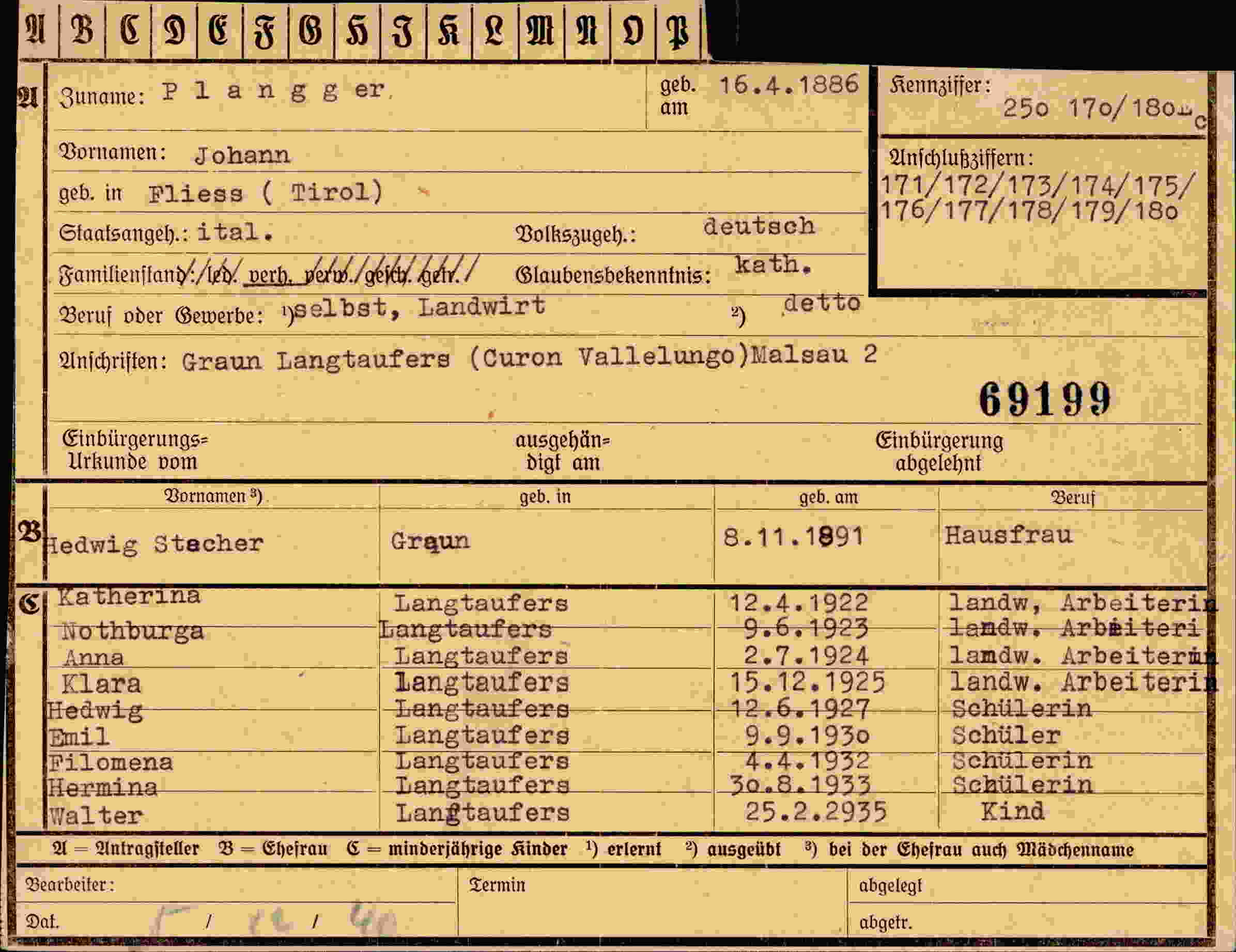 Dokument für Johann Planger