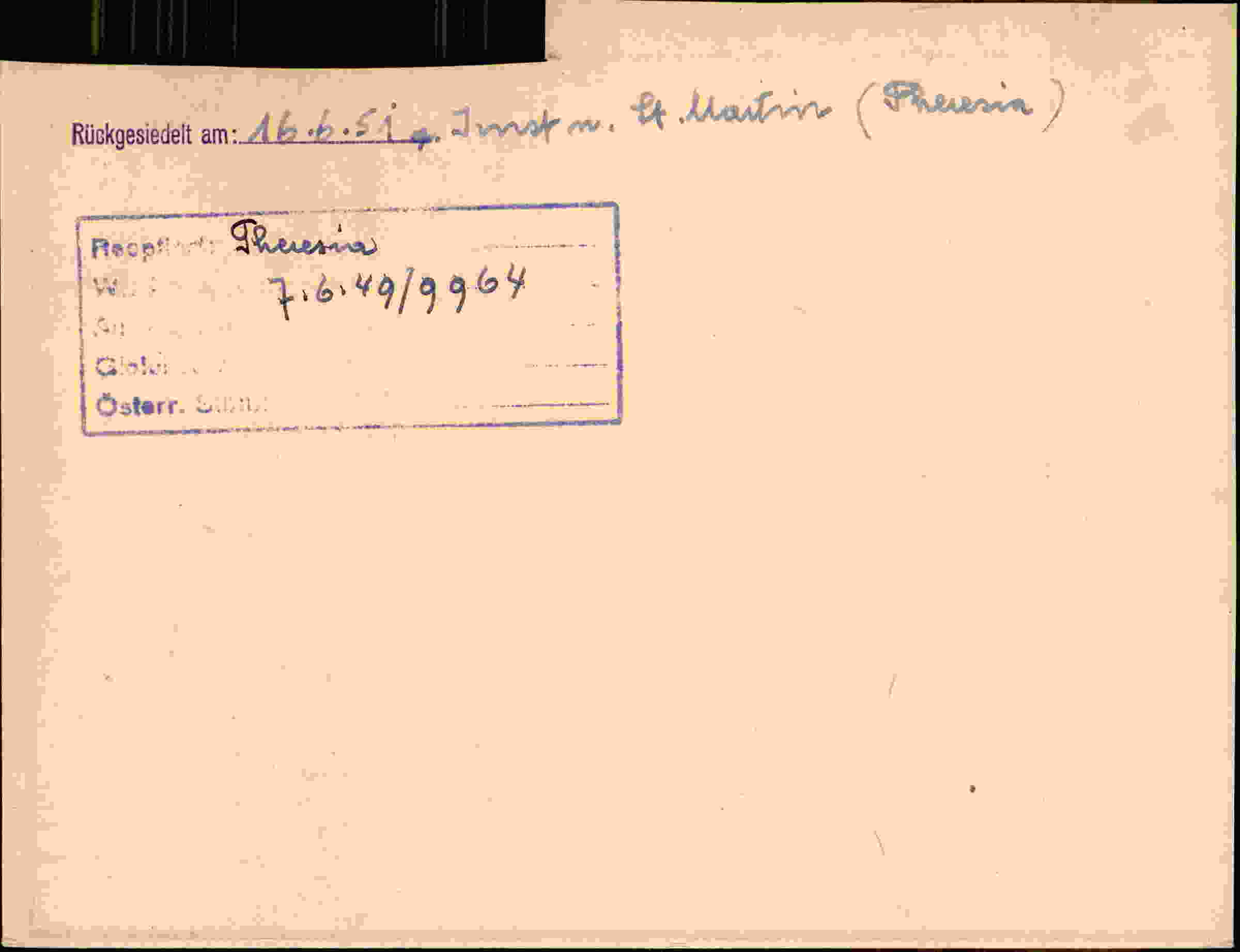 Rückseite des Dokuments