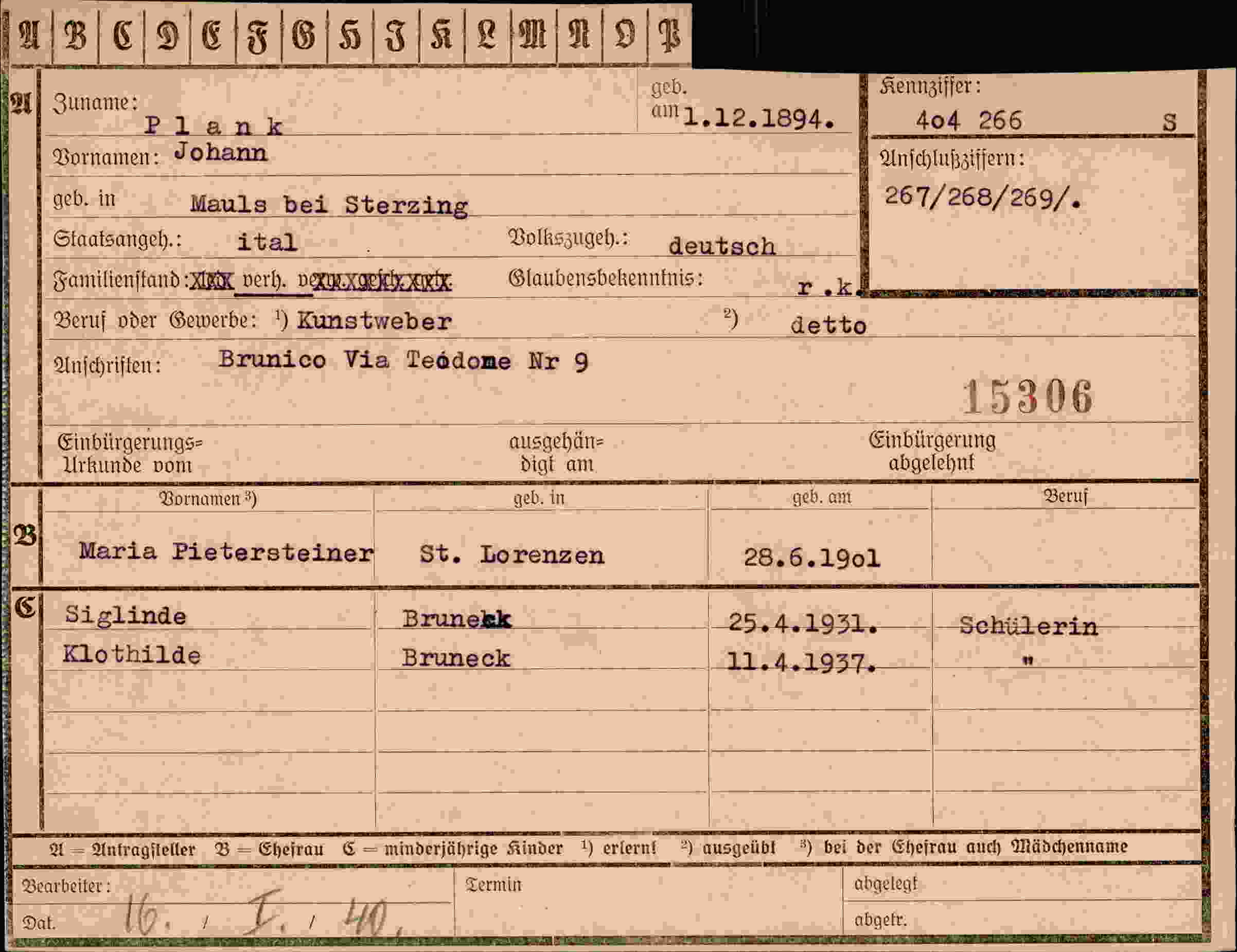 Dokument für Johann Plank