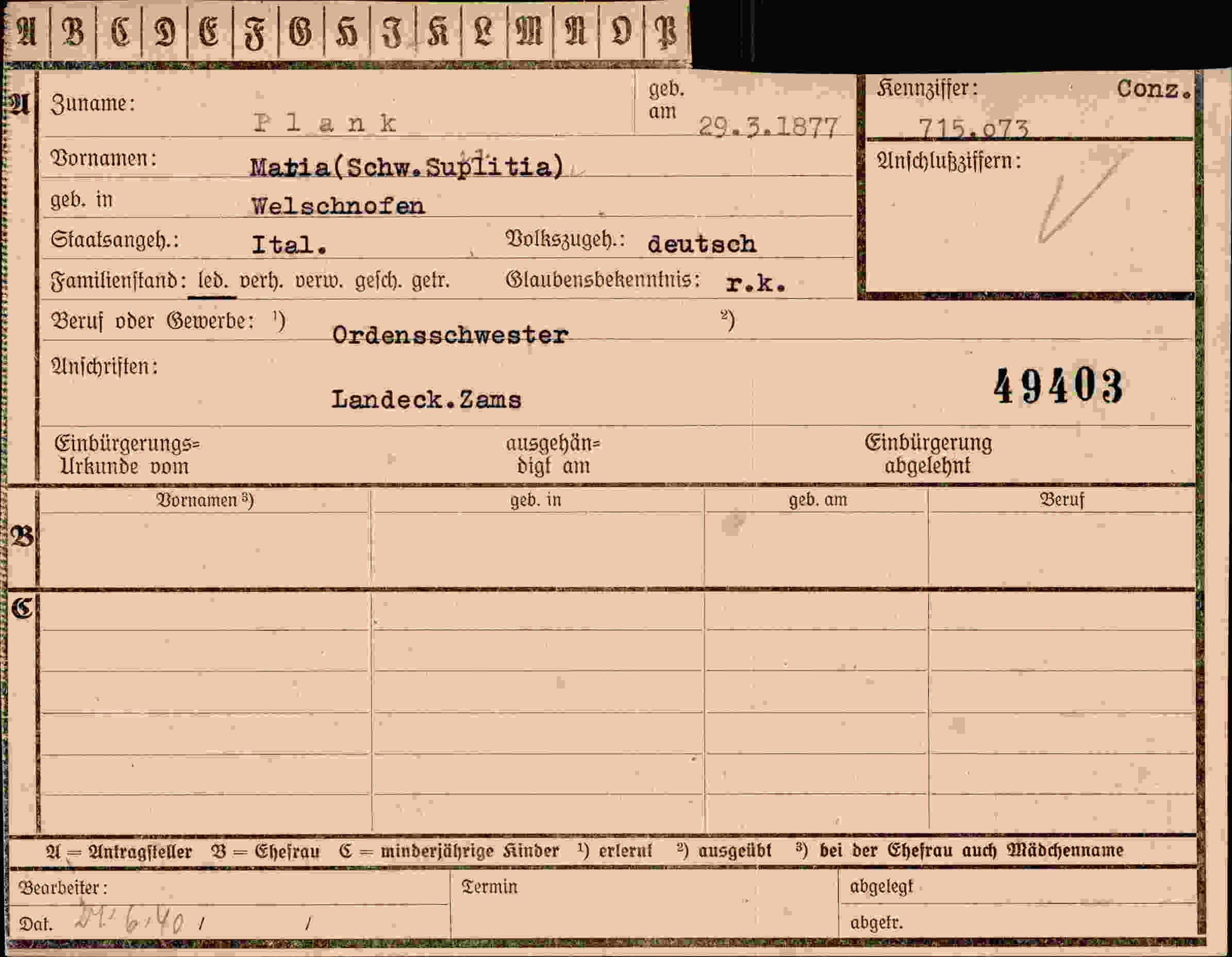 Vorderseite des Dokuments