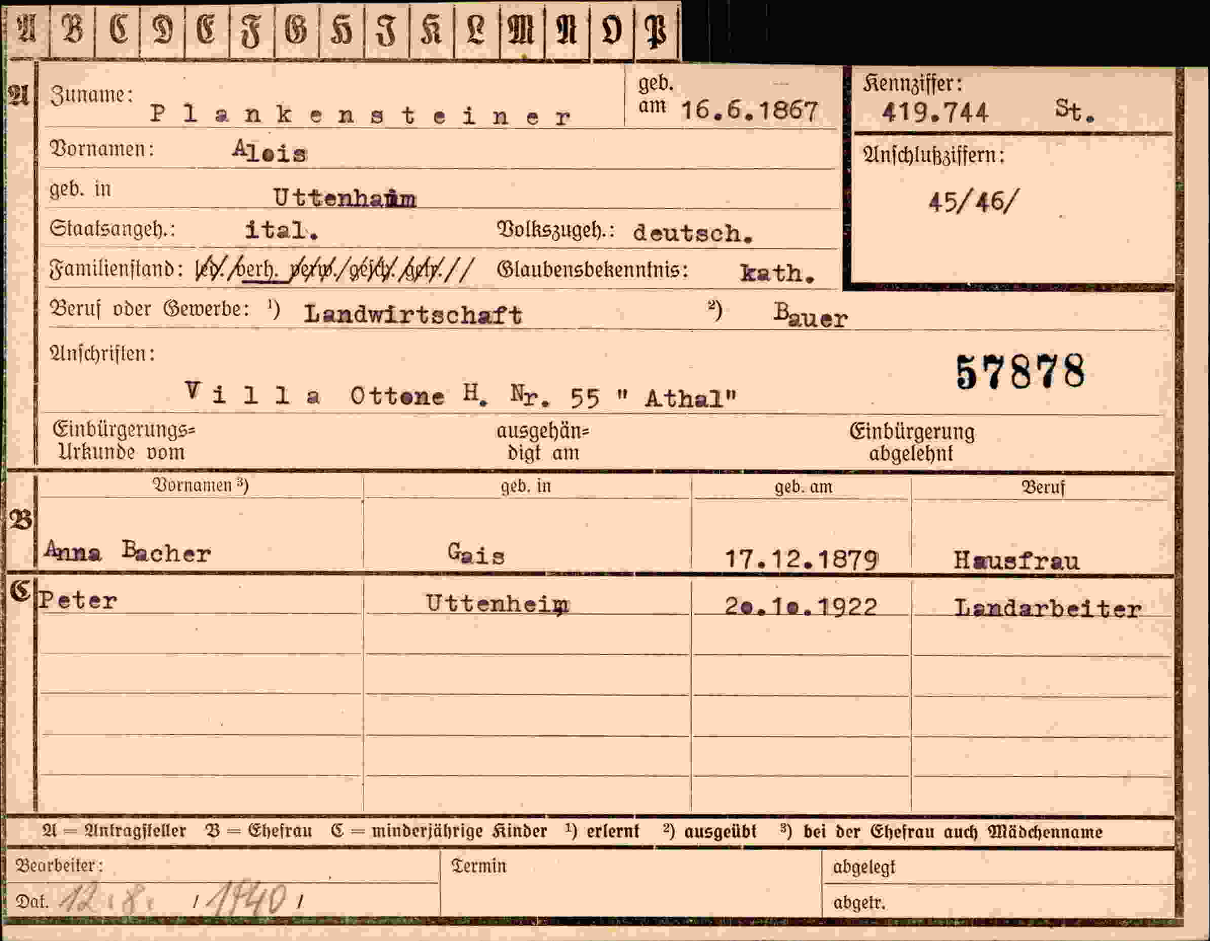 Vorderseite des Dokuments