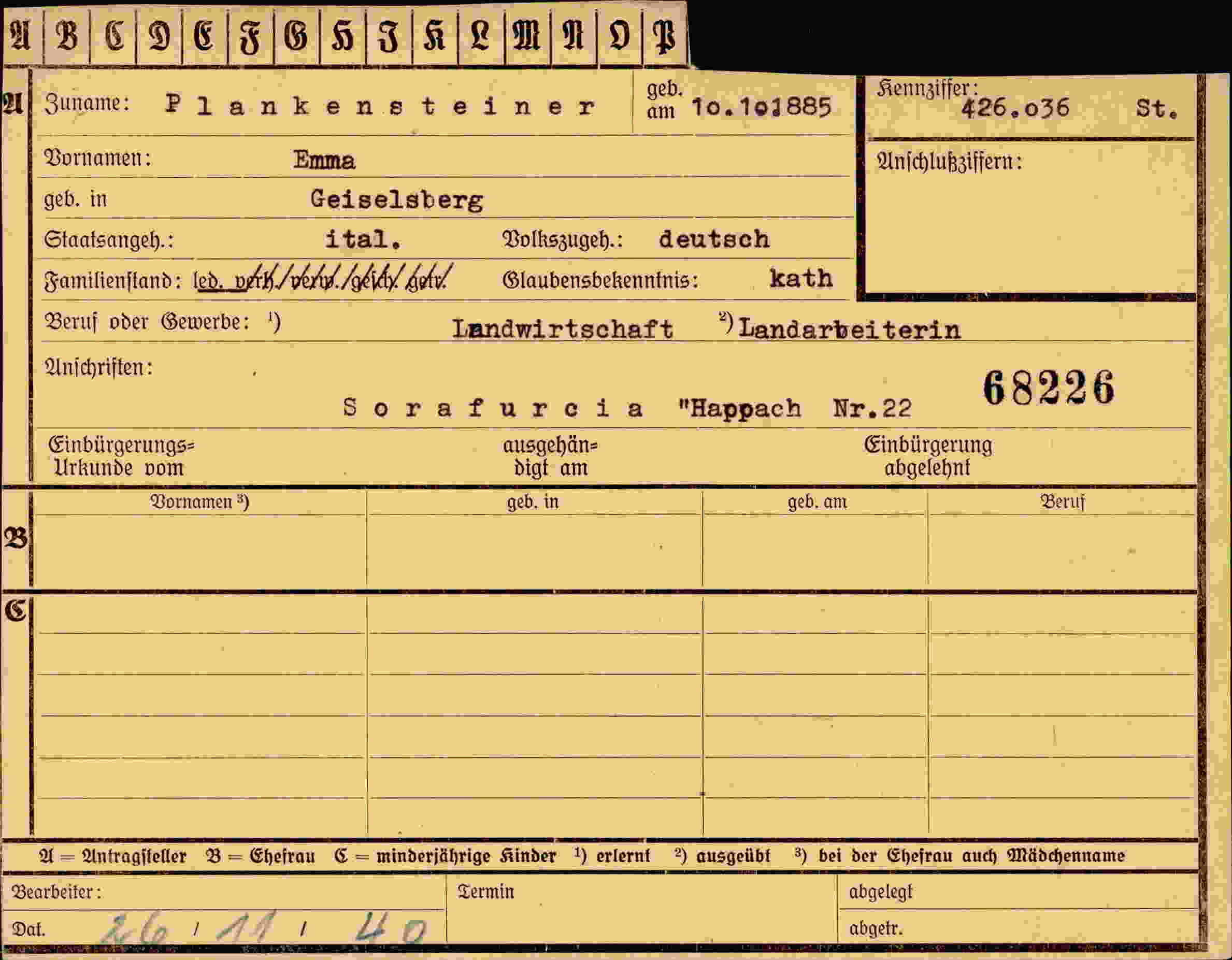 Vorderseite des Dokuments