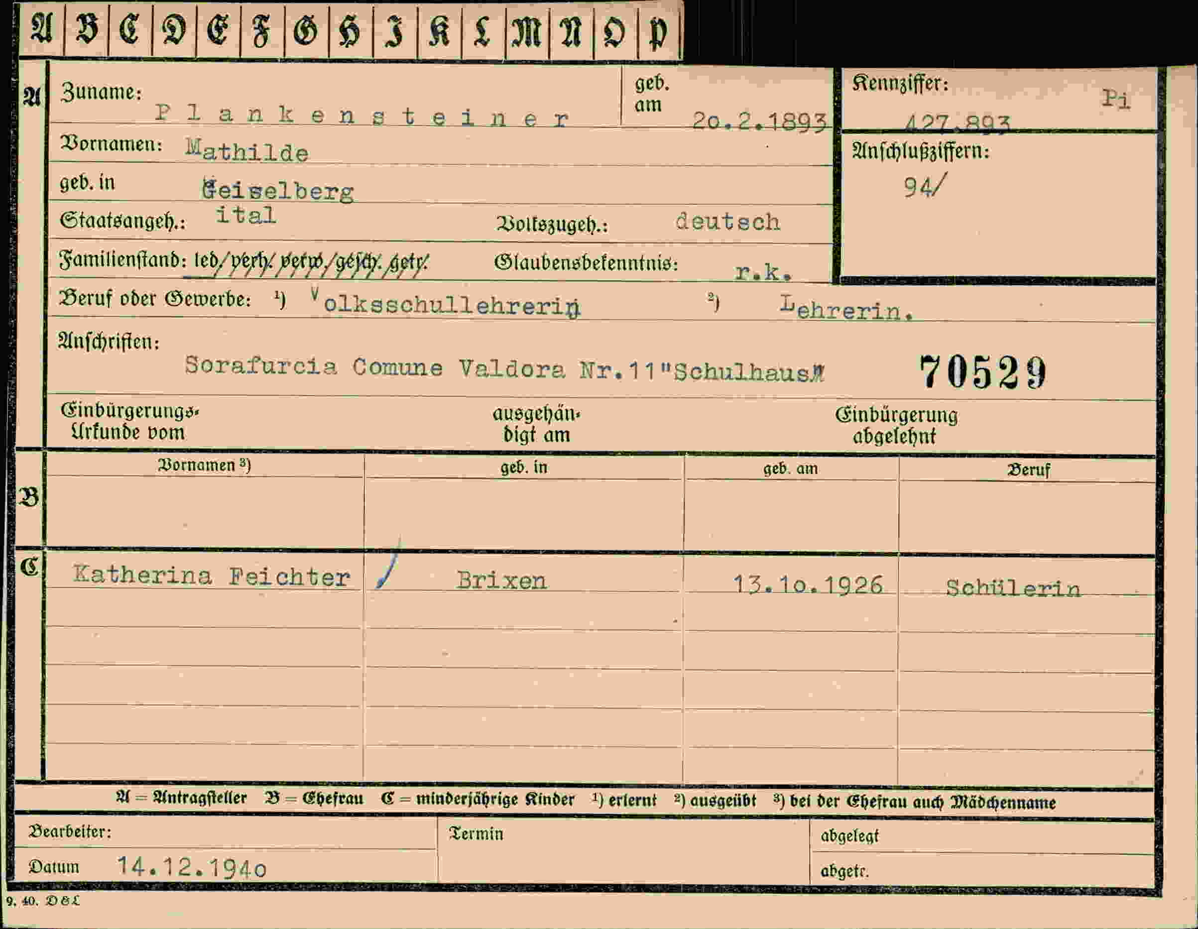 Vorderseite des Dokuments