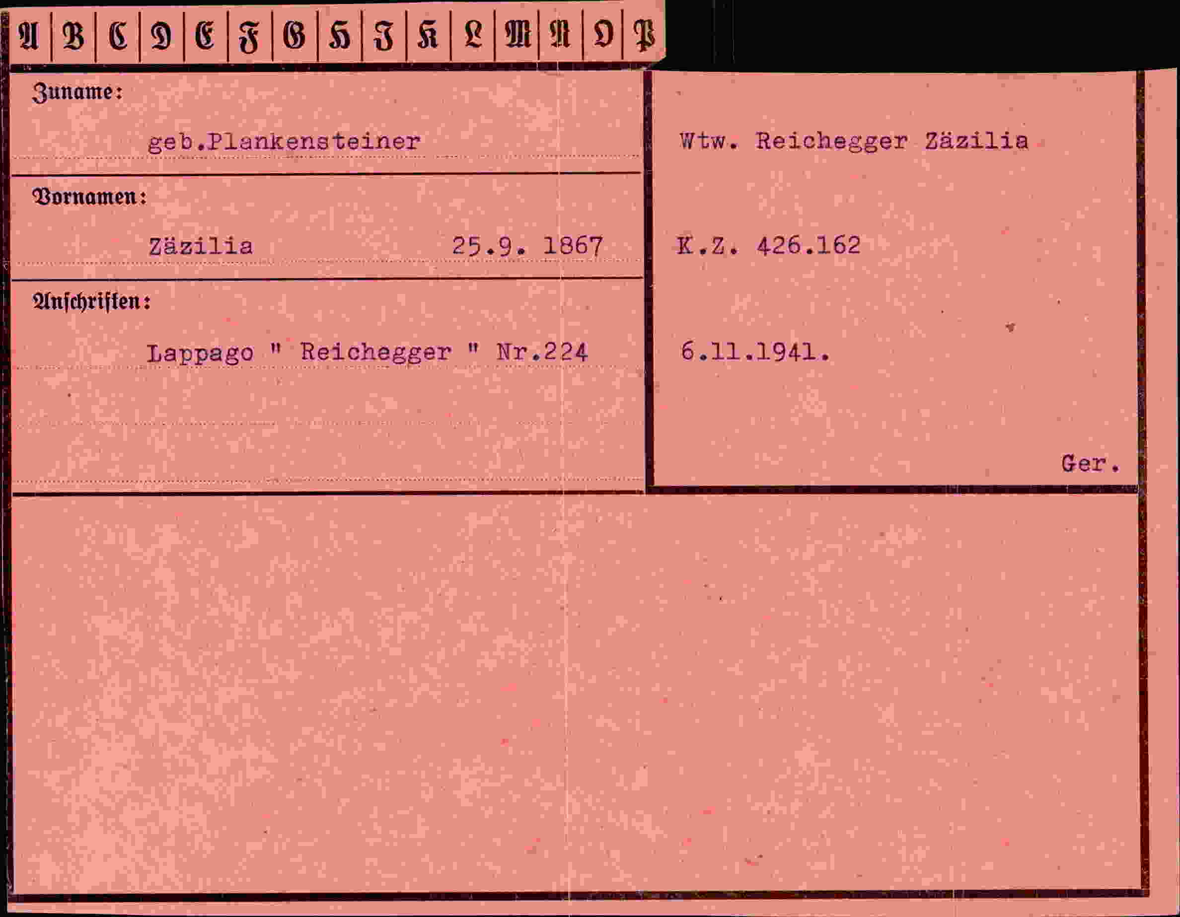 Vorderseite des Dokuments