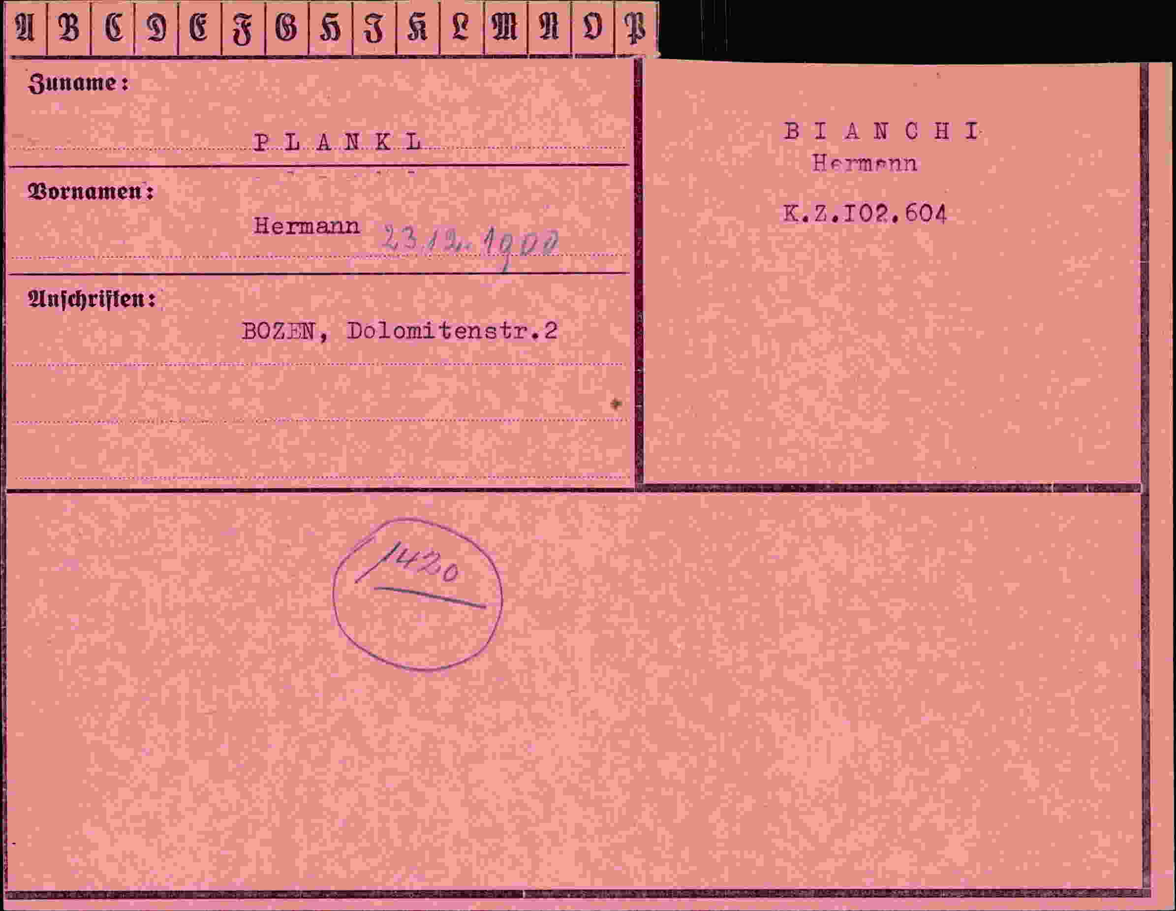 Vorderseite des Dokuments