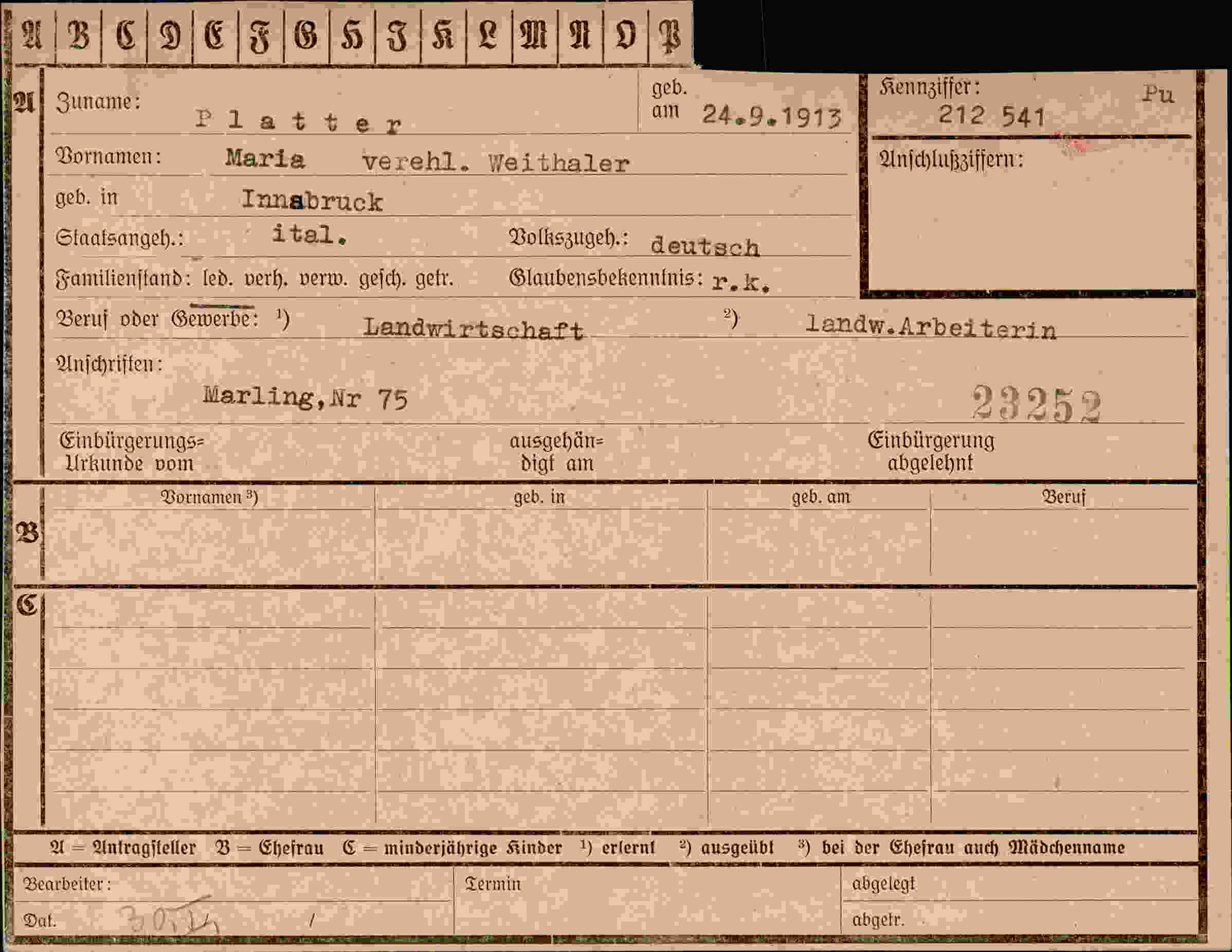 Vorderseite des Dokuments