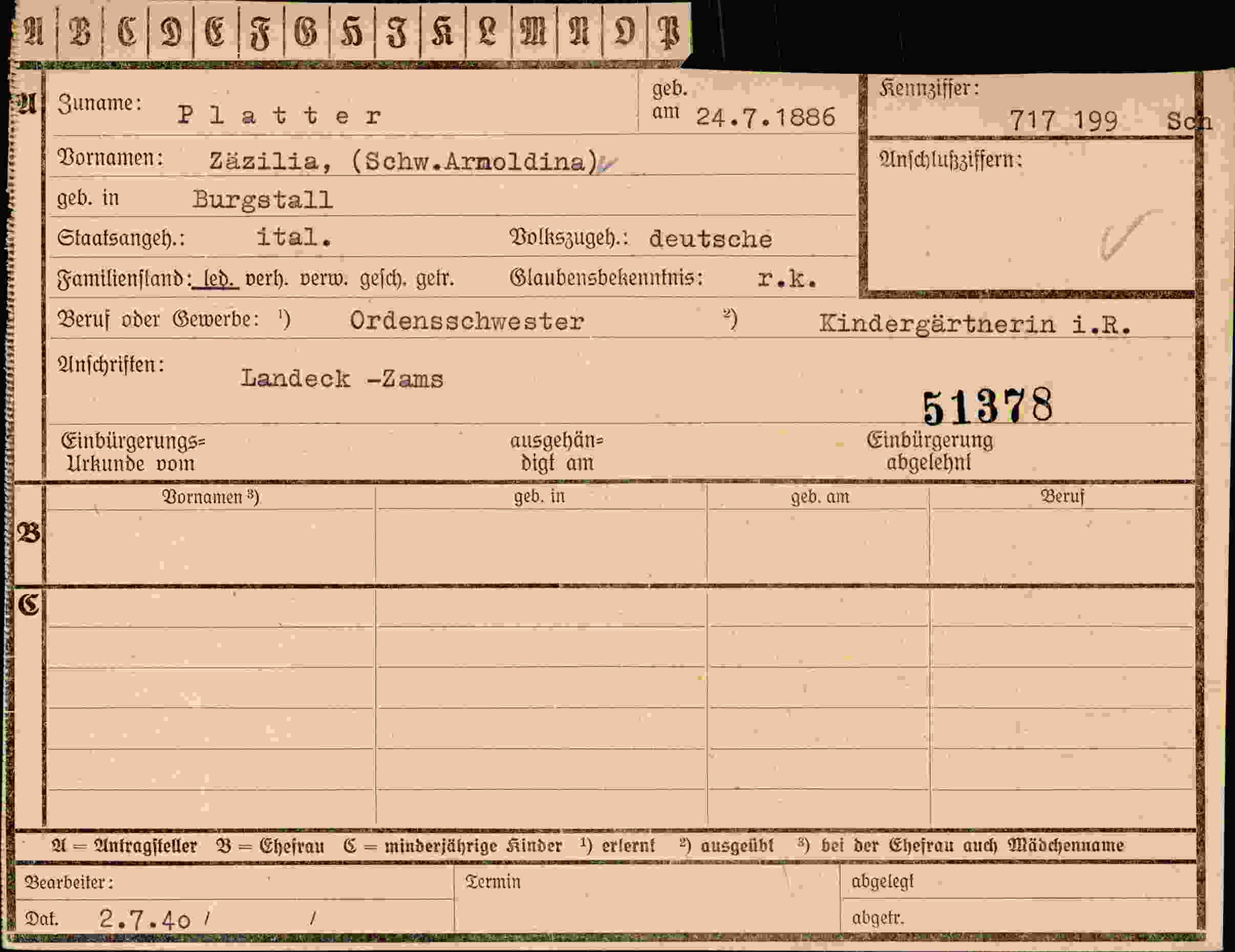 Vorderseite des Dokuments