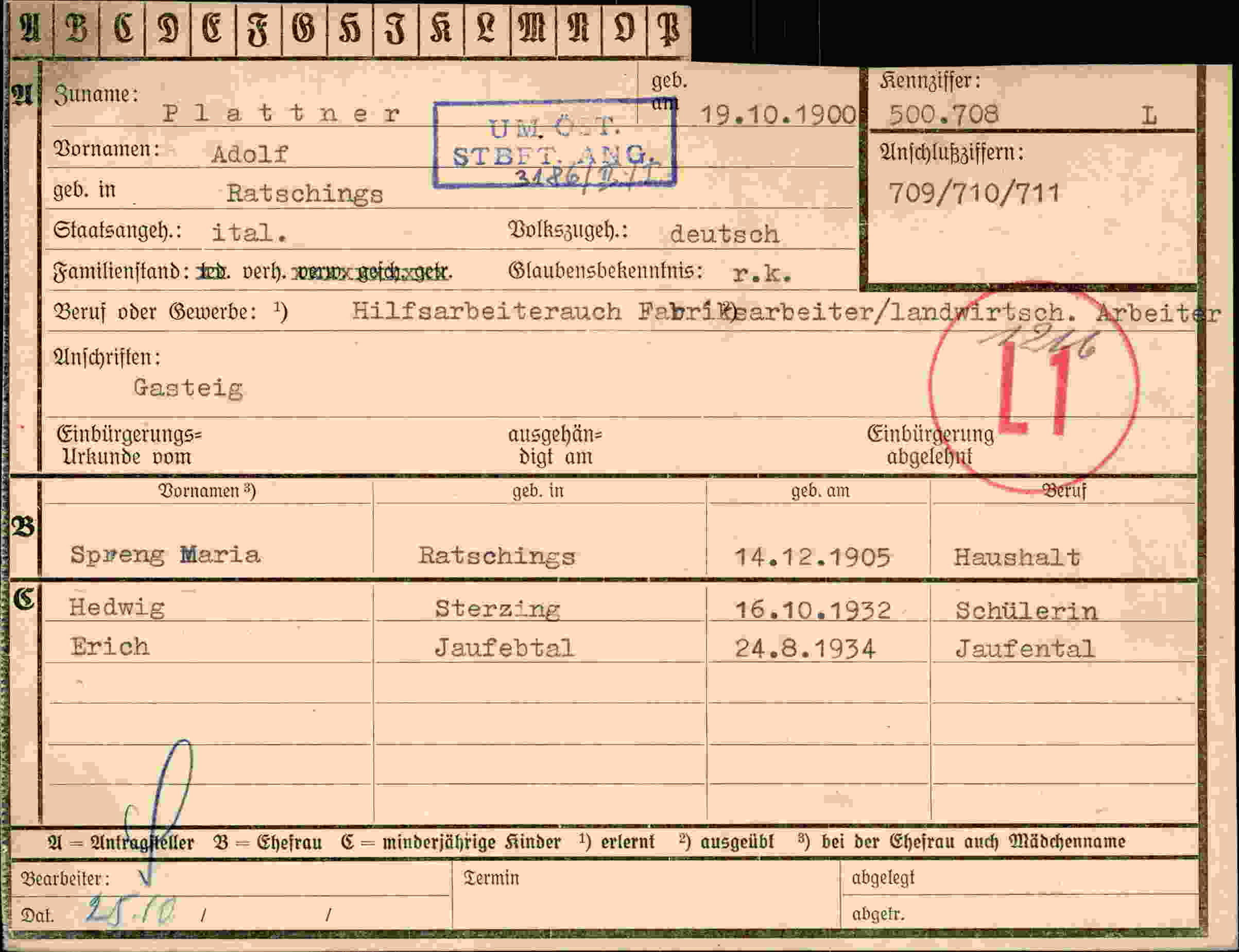 Dokument für Adolf Plattner