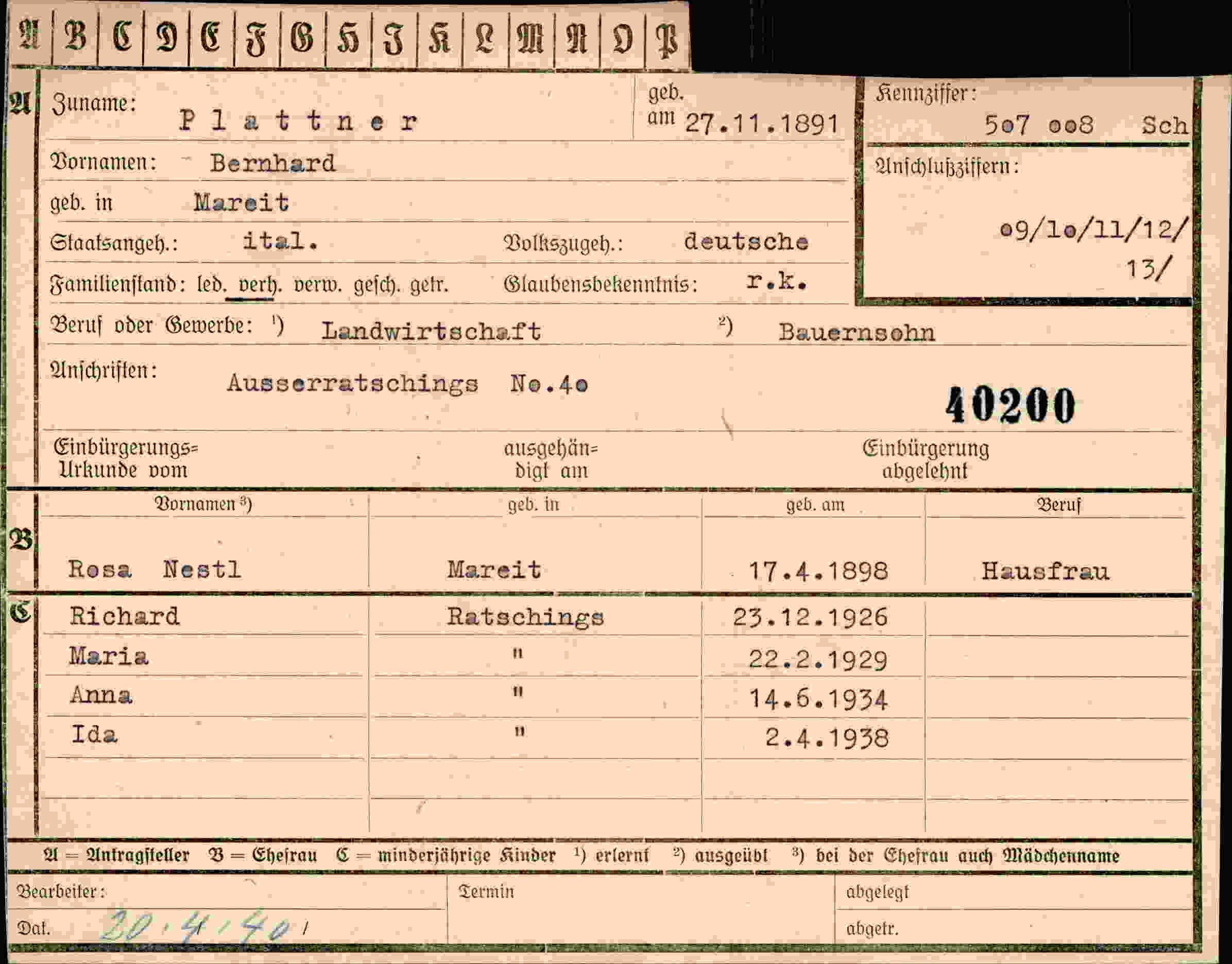 Vorderseite des Dokuments