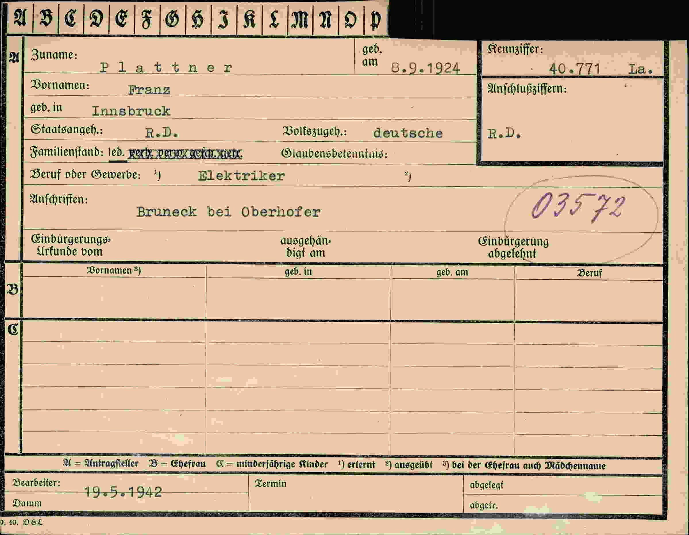 Dokument für Franz Plattner