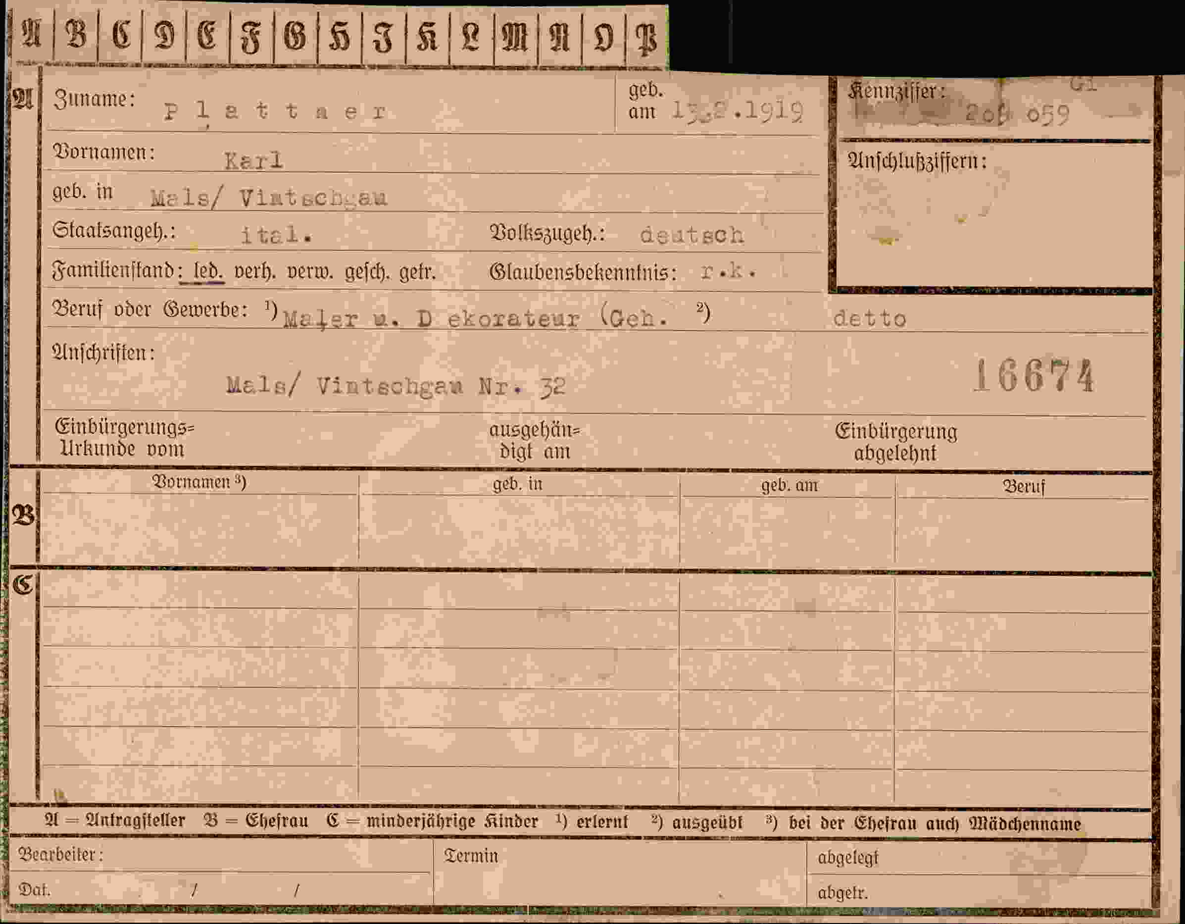 Dokument für Karl Plattner