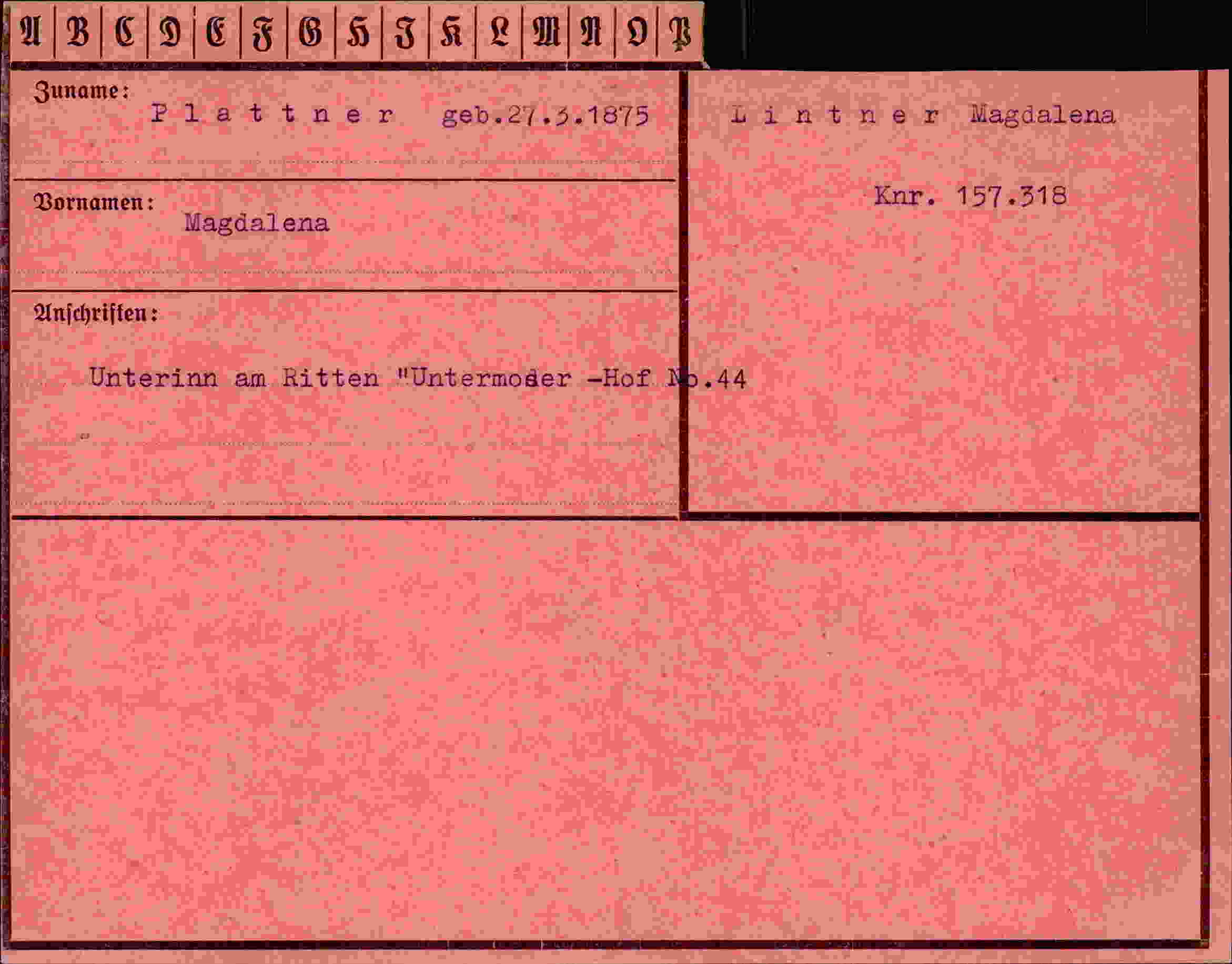 Dokument für Magdalena Plattner