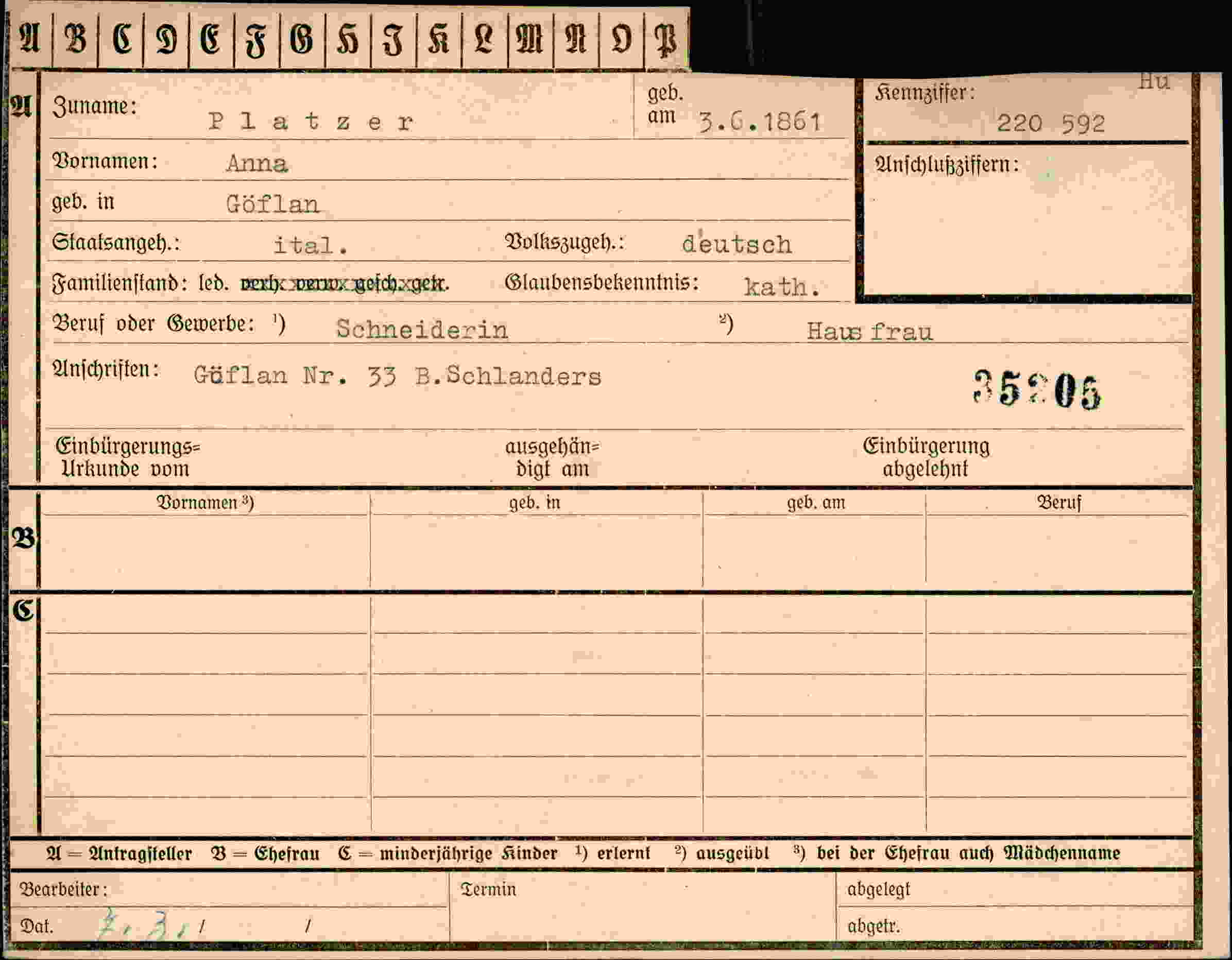 Vorderseite des Dokuments