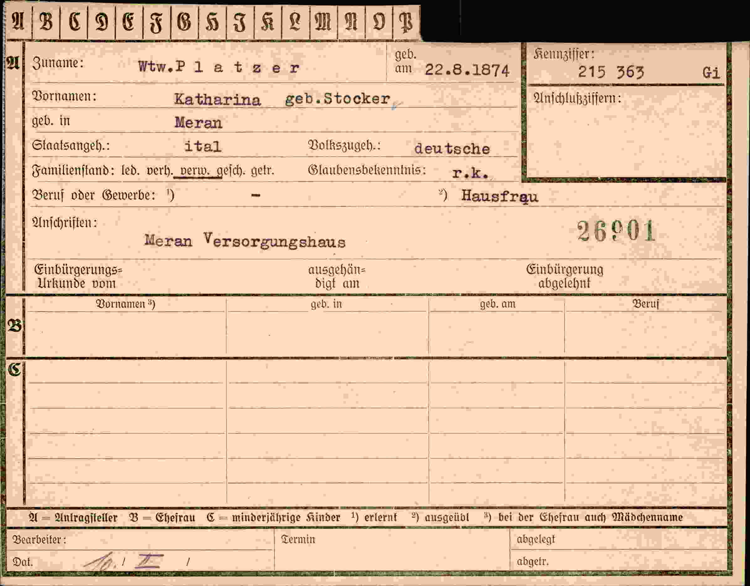 Vorderseite des Dokuments
