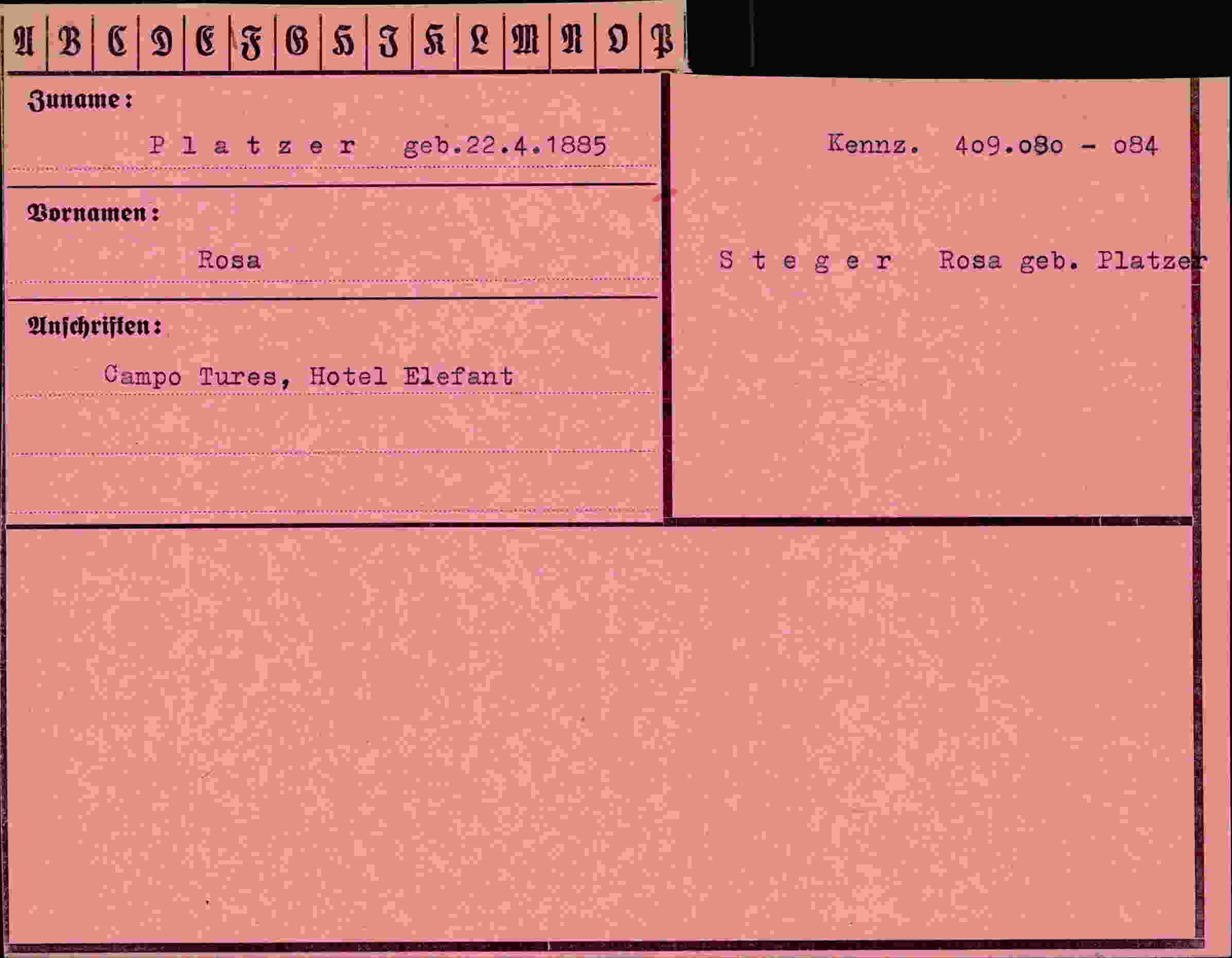 Dokument für Rosa Platzer