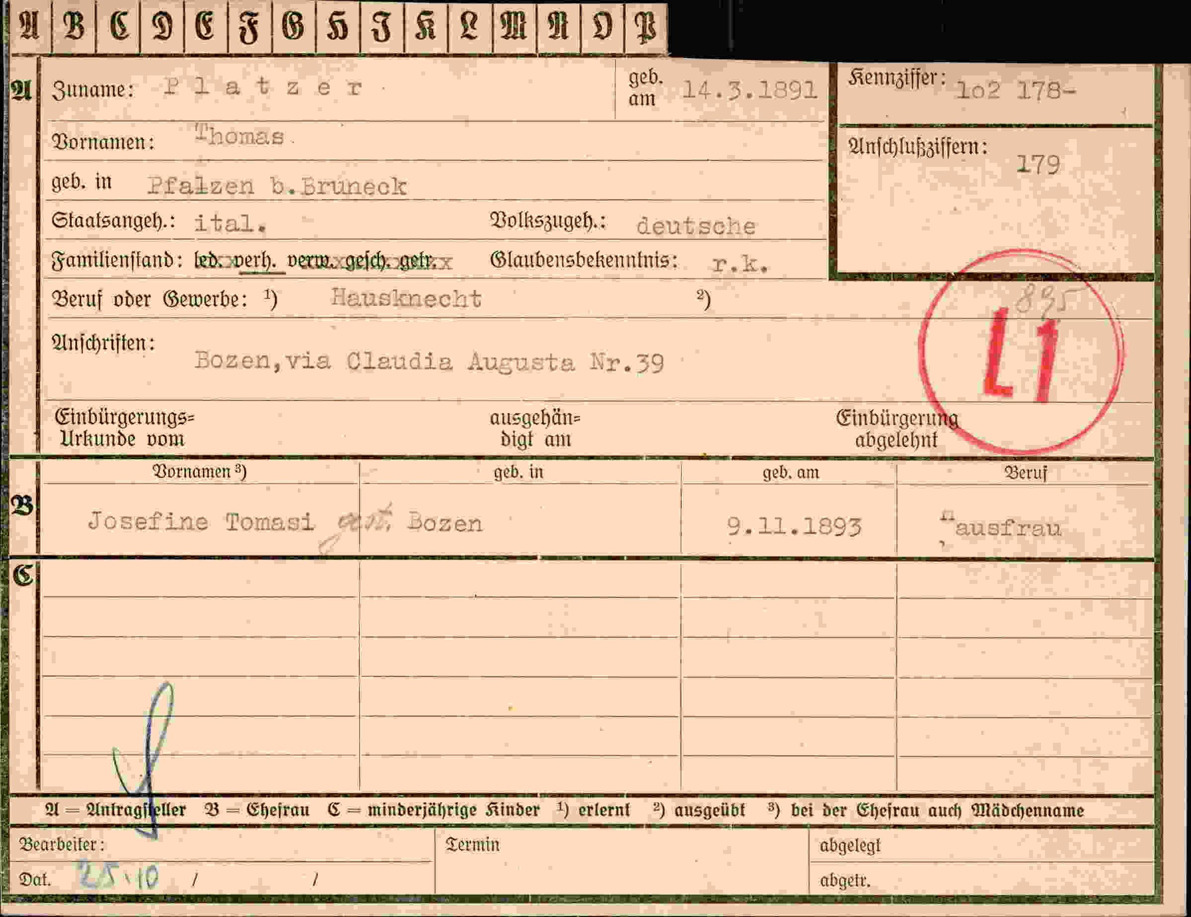 Vorderseite des Dokuments
