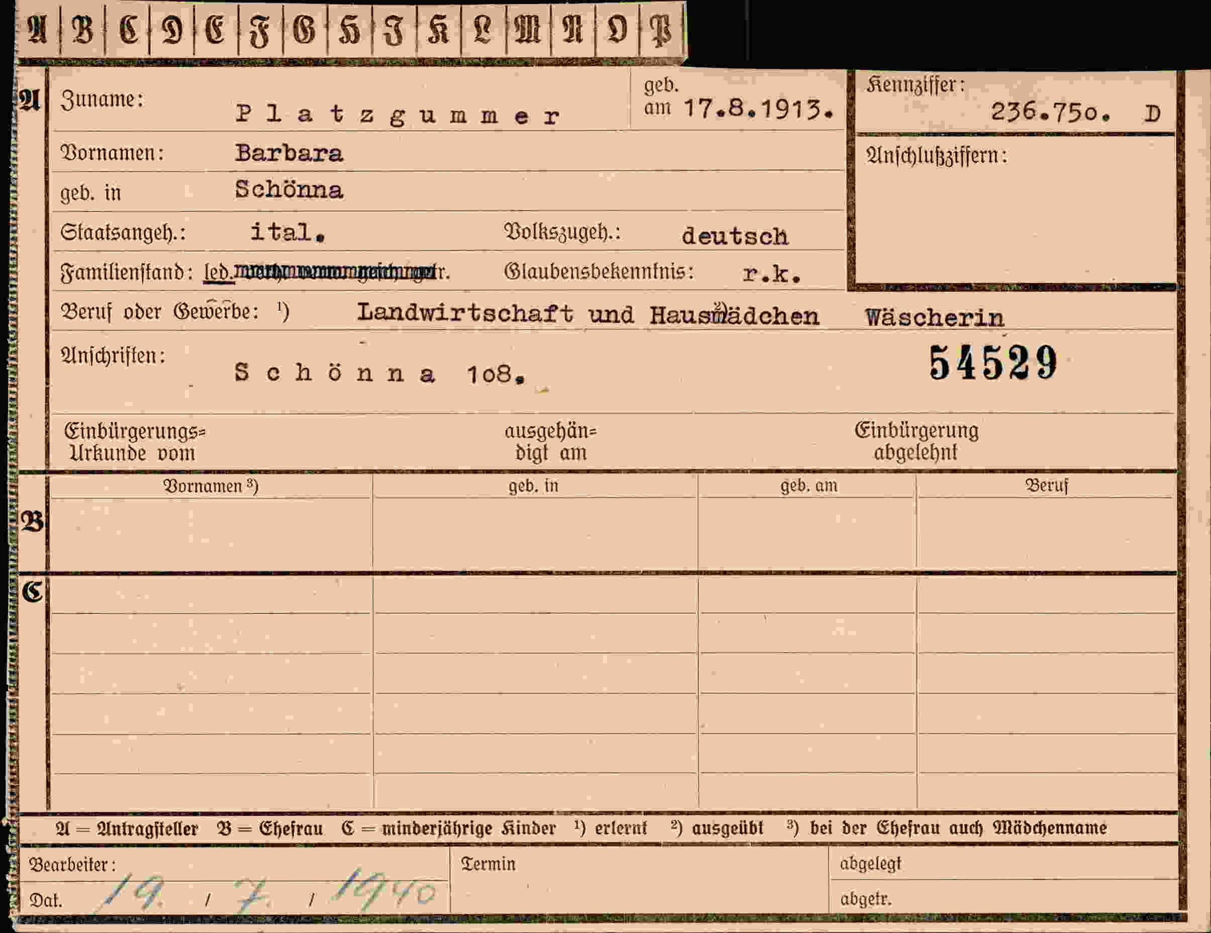 Vorderseite des Dokuments