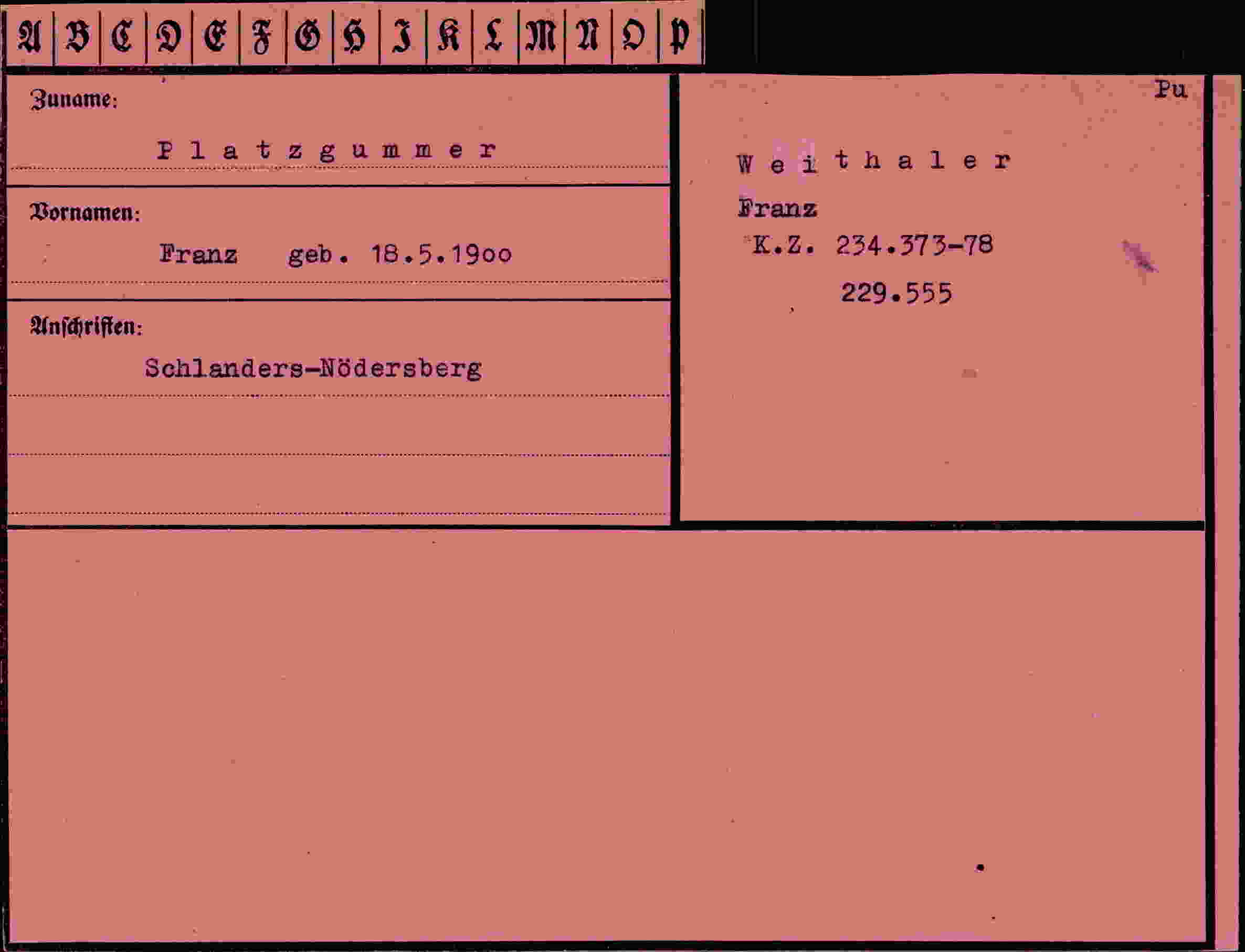 Dokument für Franz Platzgummer