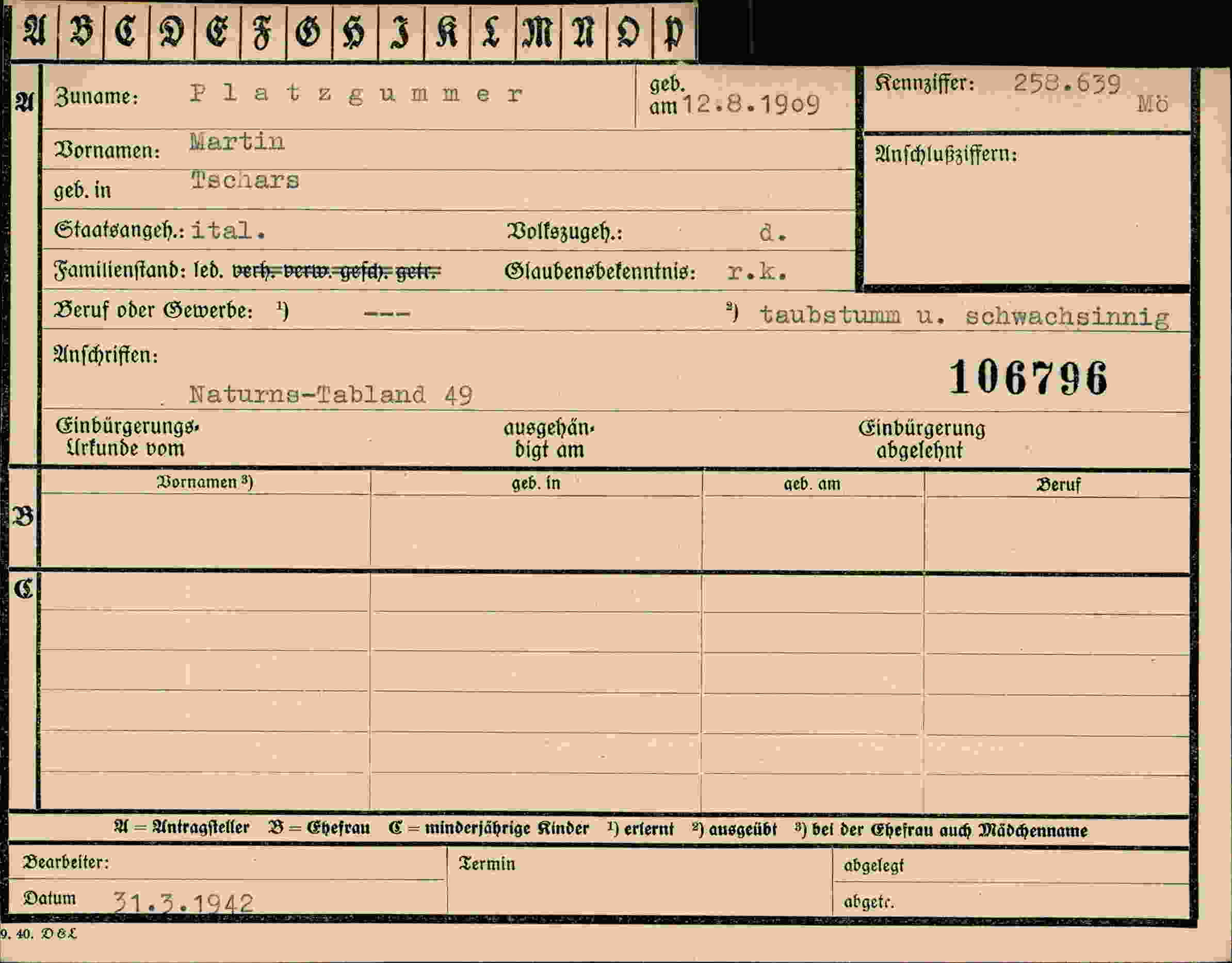 Dokument für Martin Platzgummer