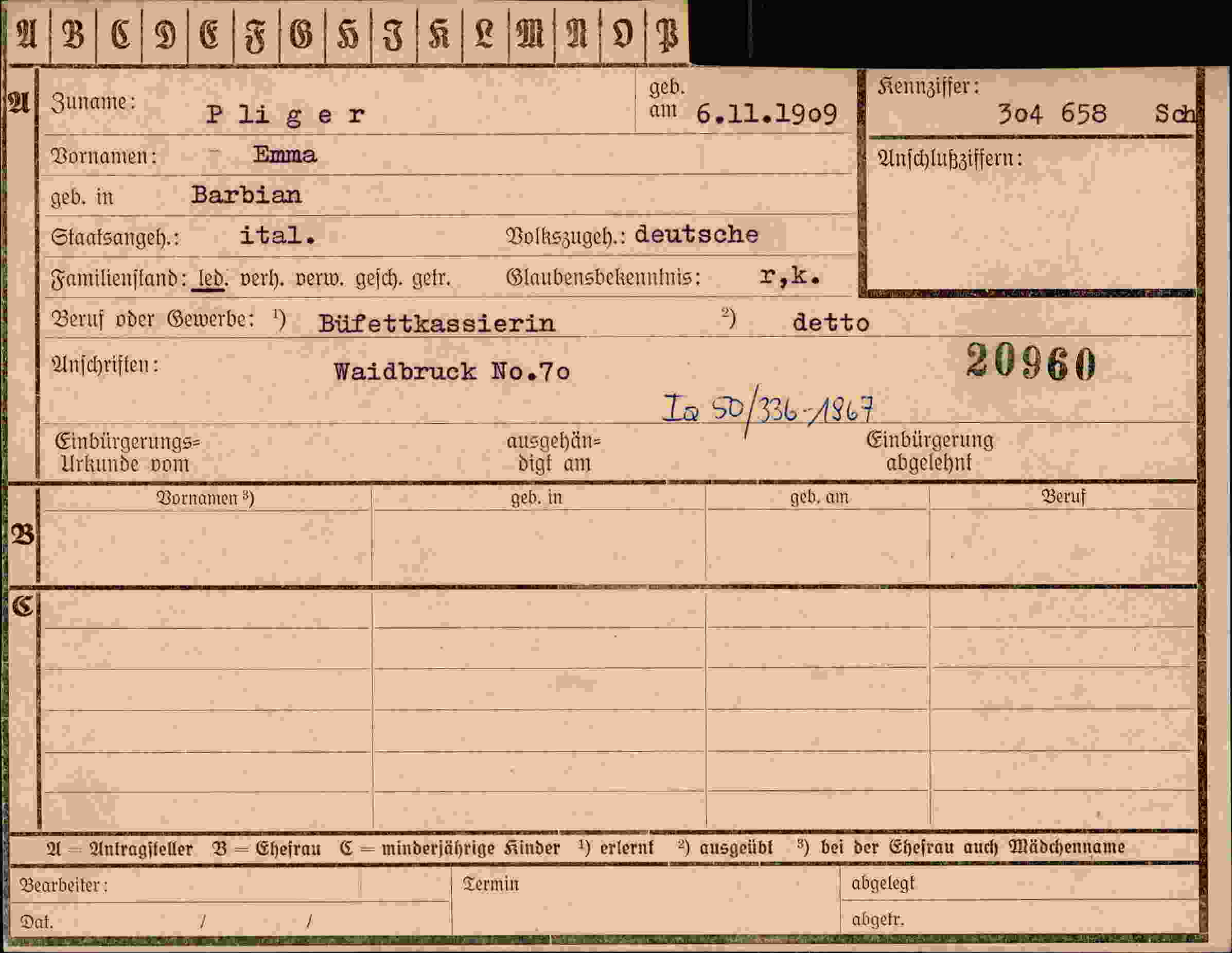 Dokument für Emma Pliger