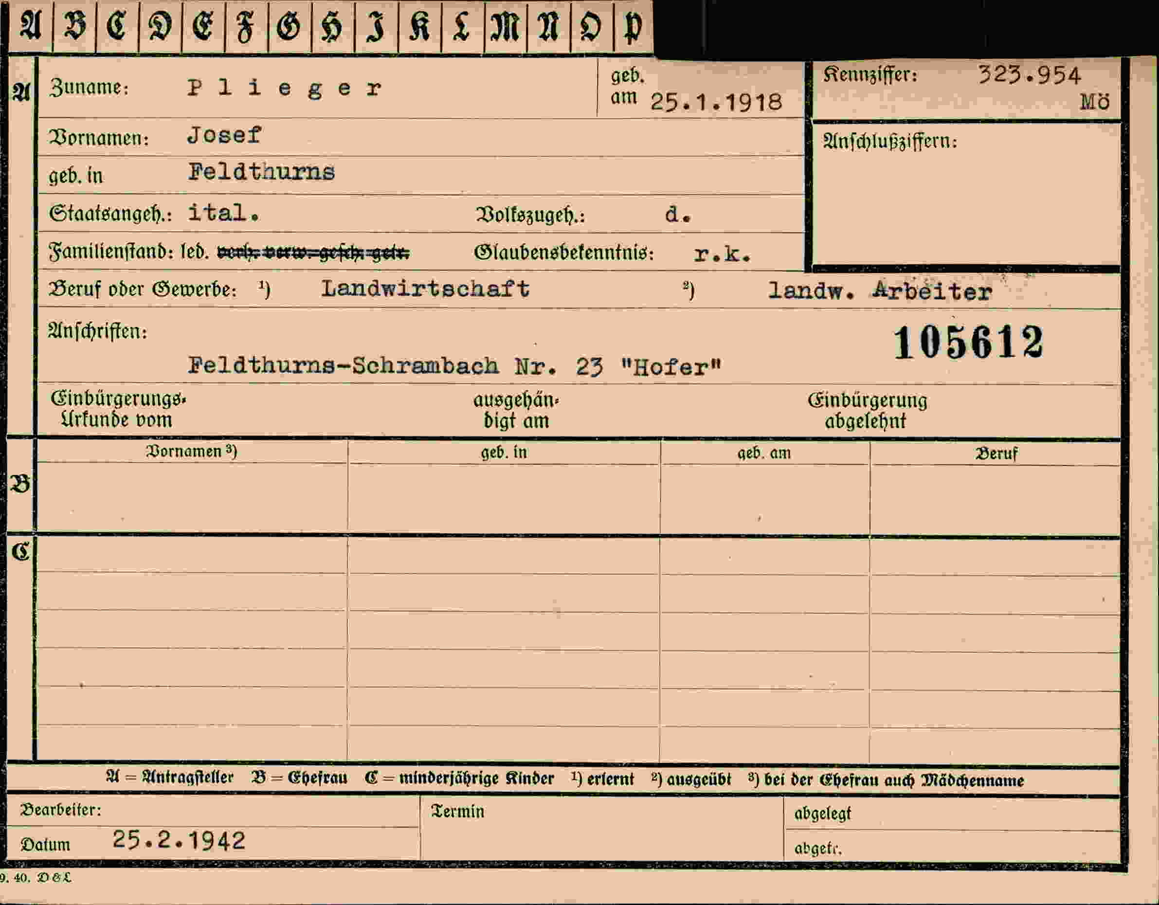 Vorderseite des Dokuments