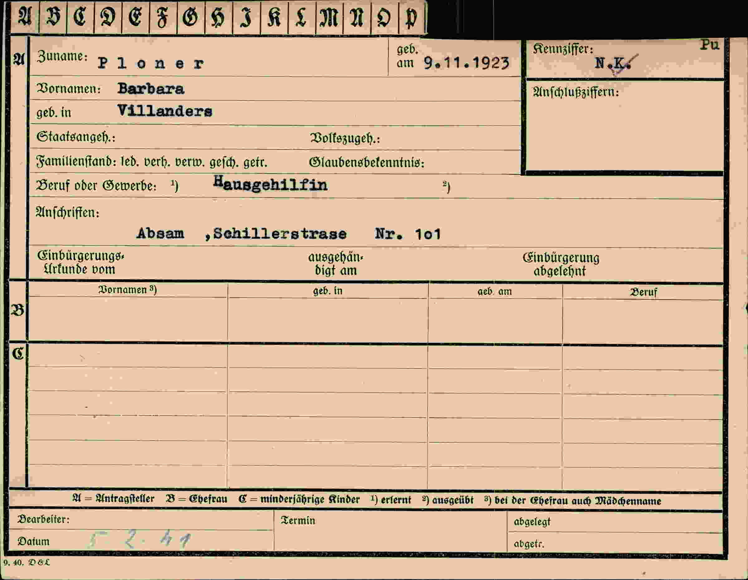 Dokument für Barbara Ploner