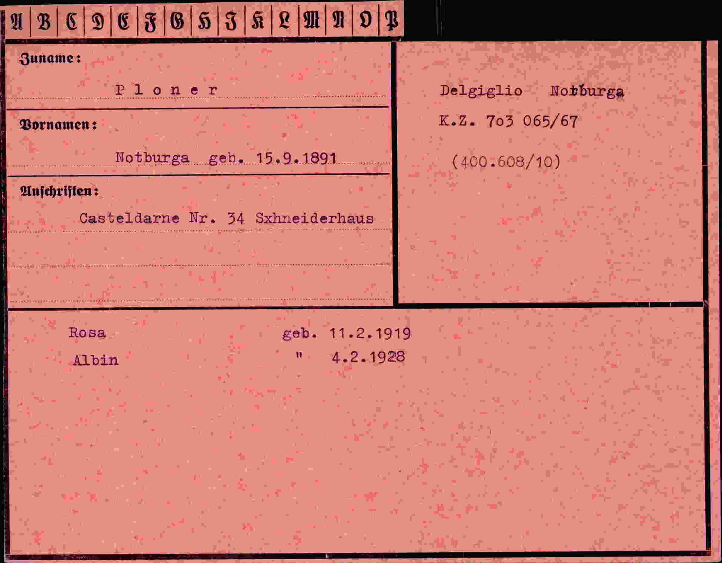 Dokument für Notburga Ploner