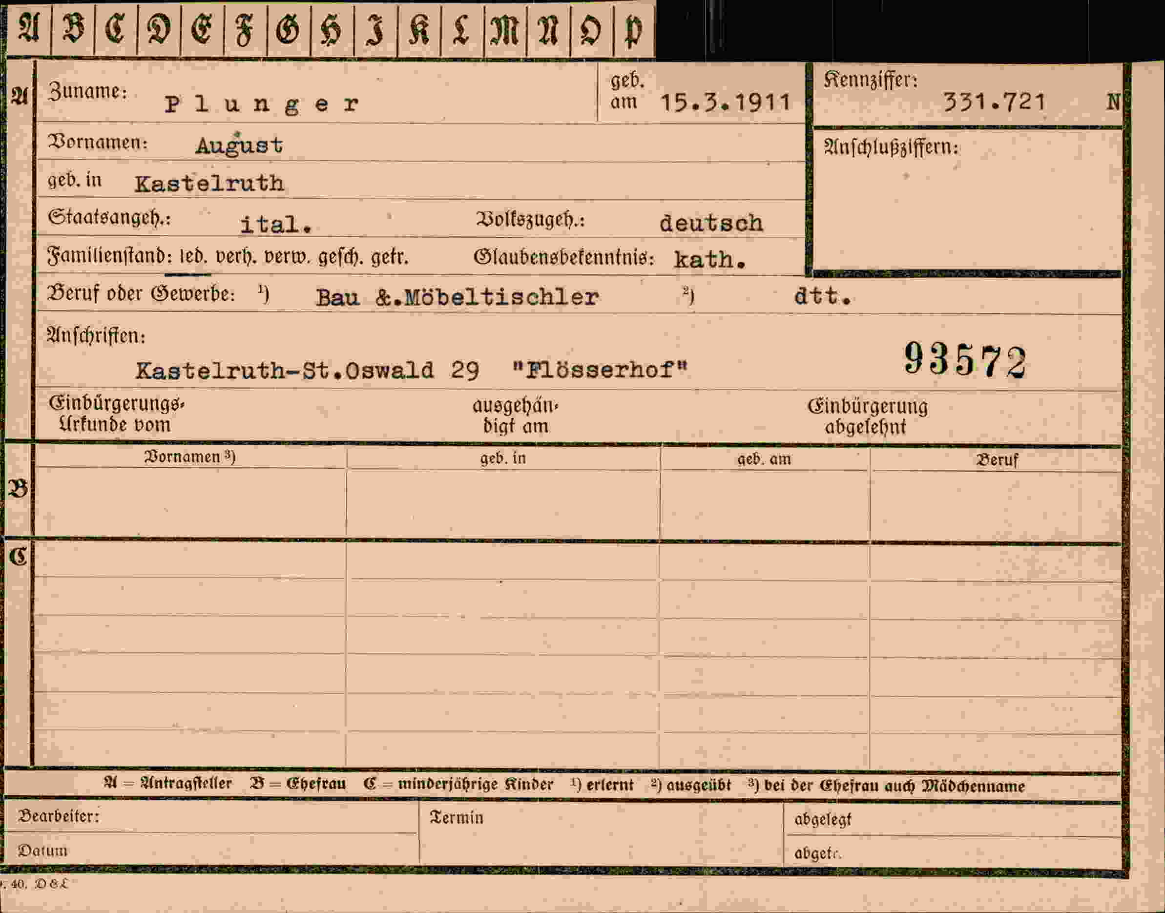 Vorderseite des Dokuments