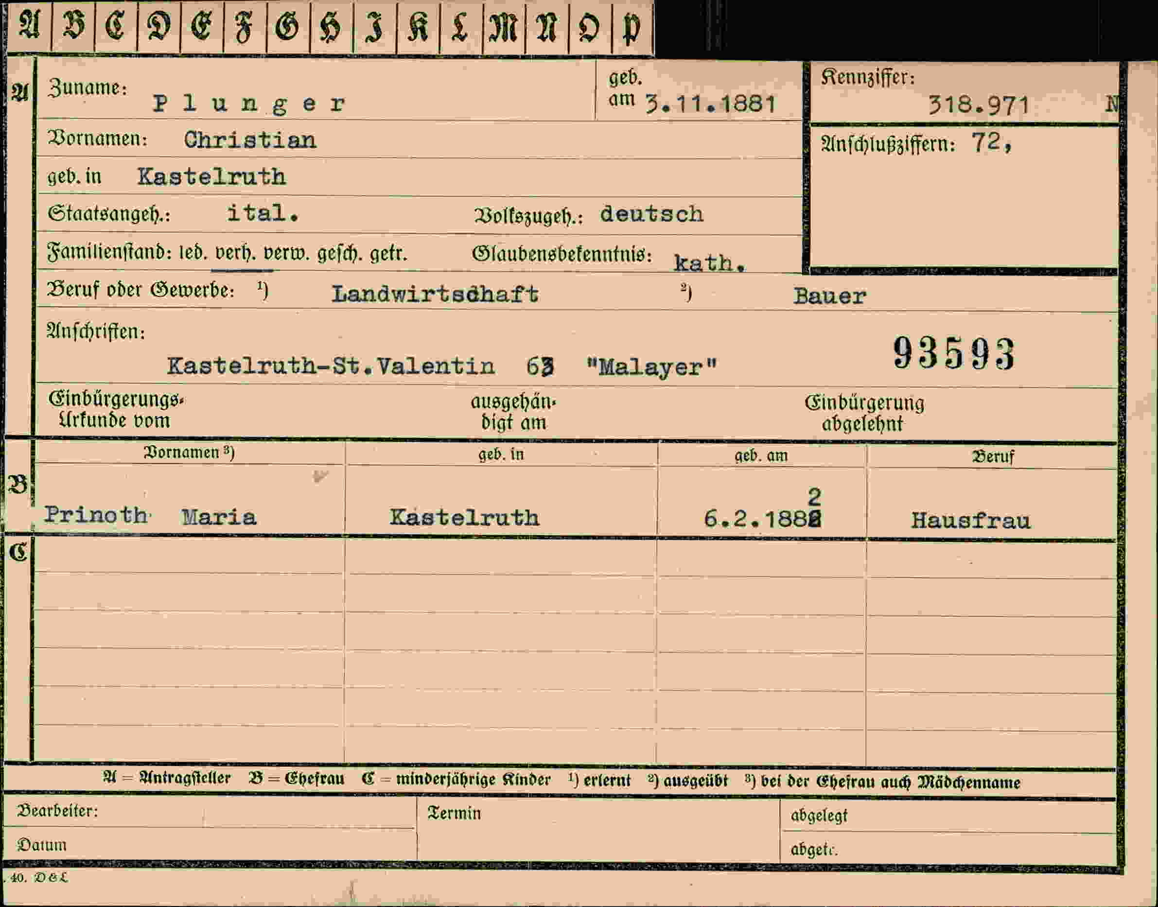Vorderseite des Dokuments