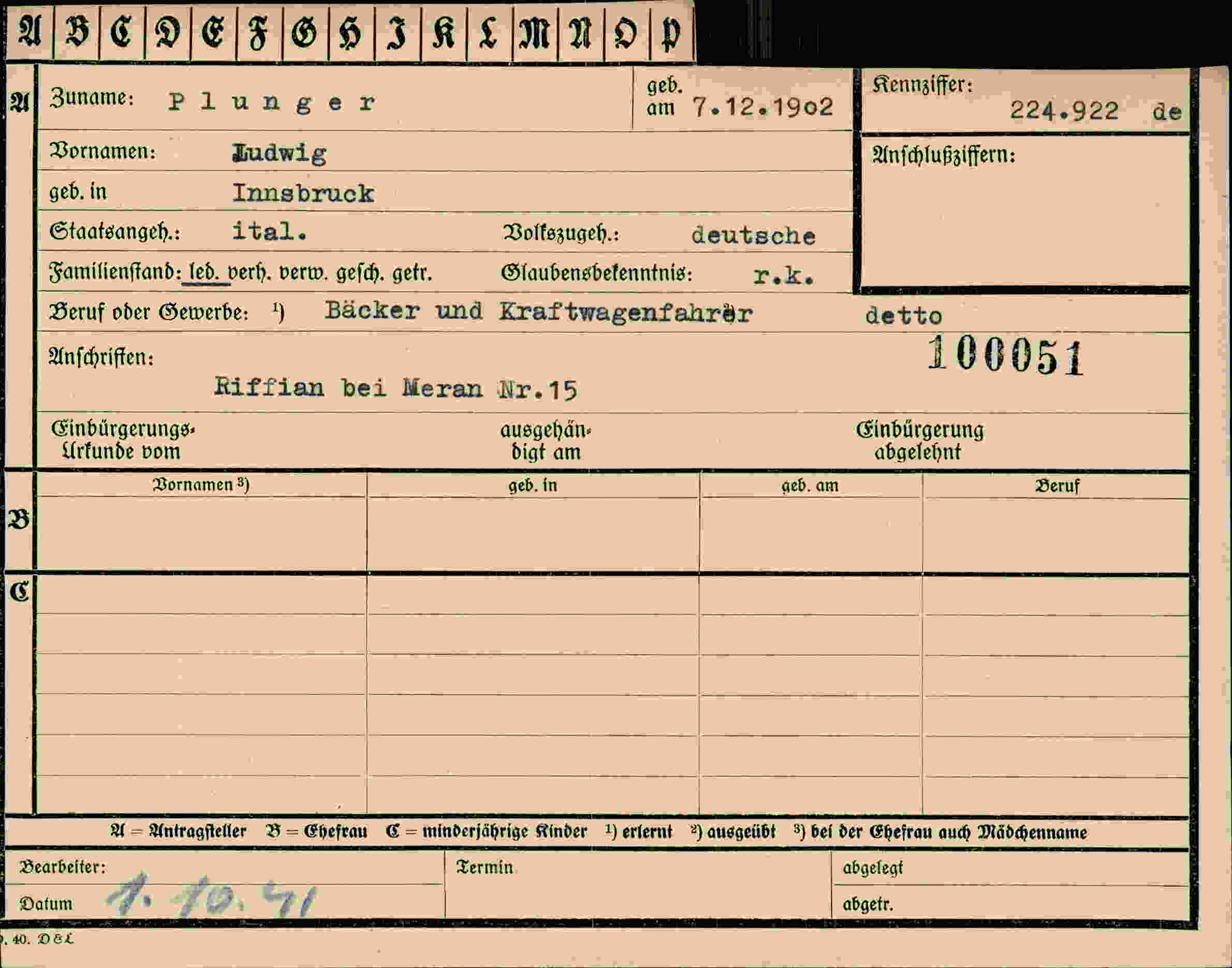 Vorderseite des Dokuments