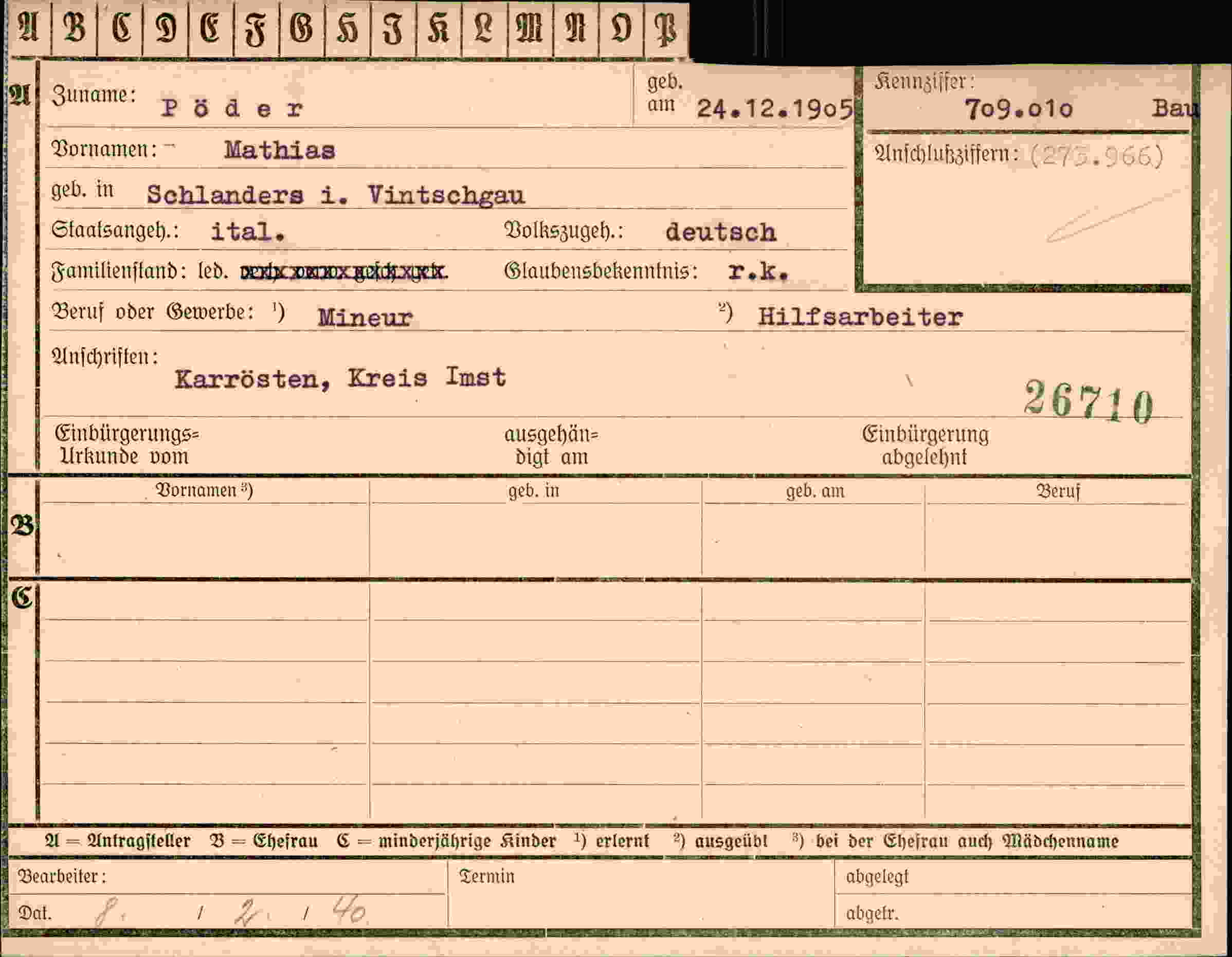 Dokument für Mathias Pöder