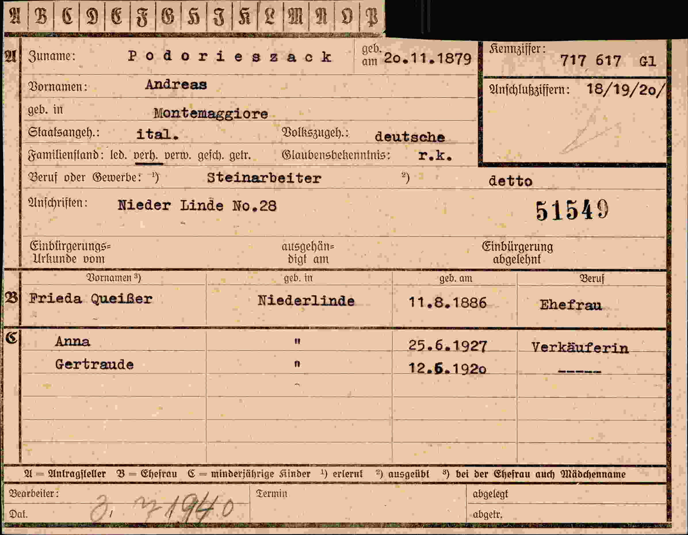 Dokument für Andreas Podorieszack