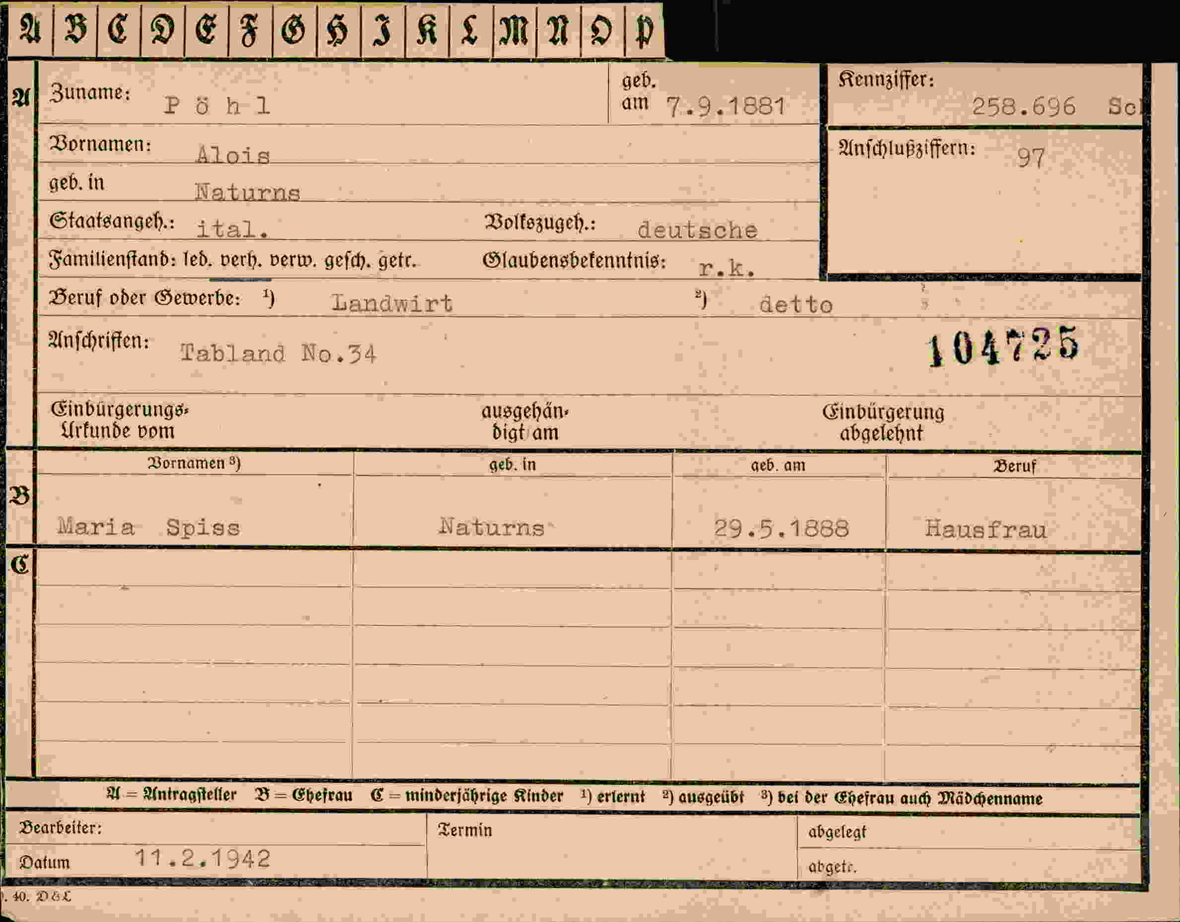 Dokument für Alois Pöhl