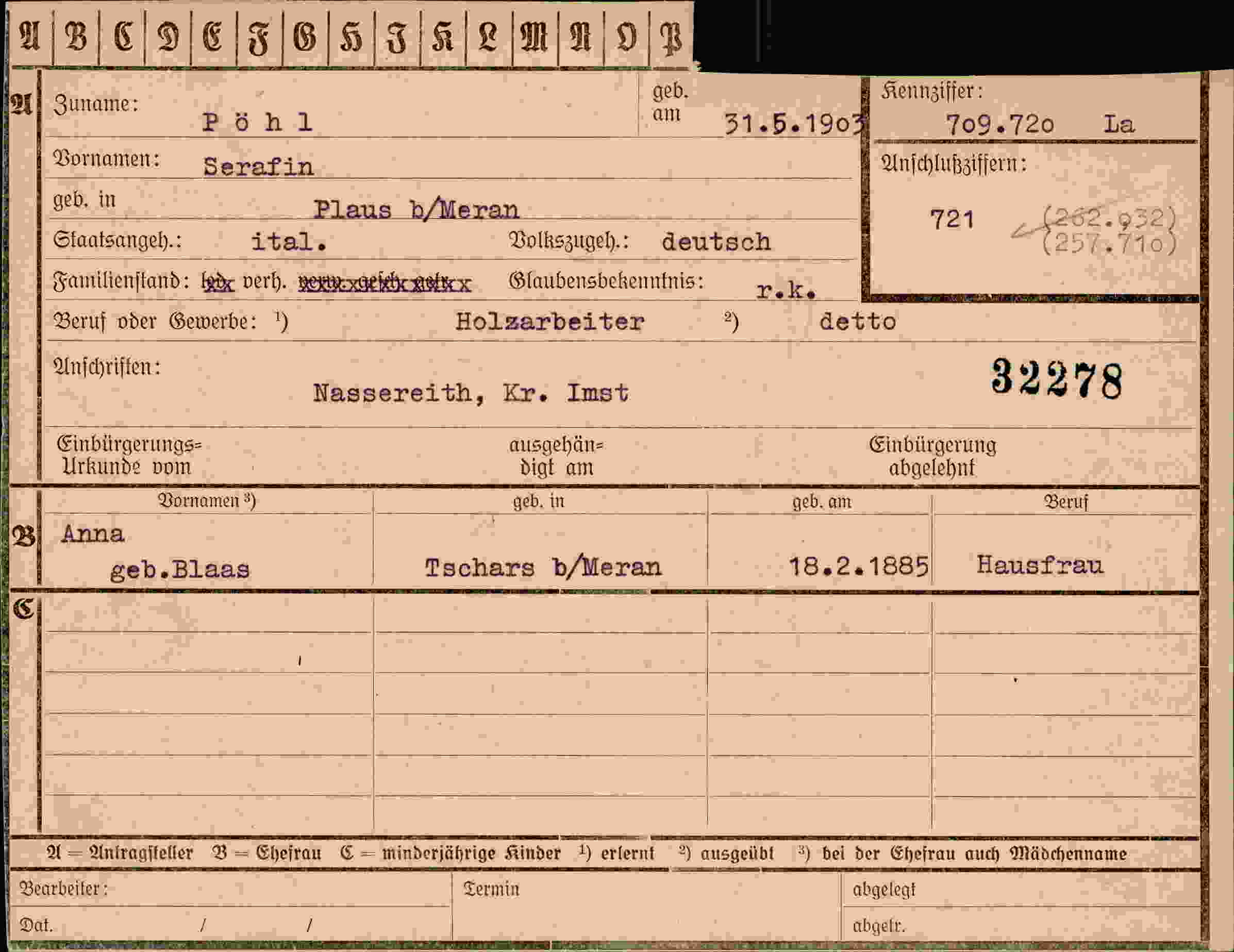 Dokument für Serafin Pöhl