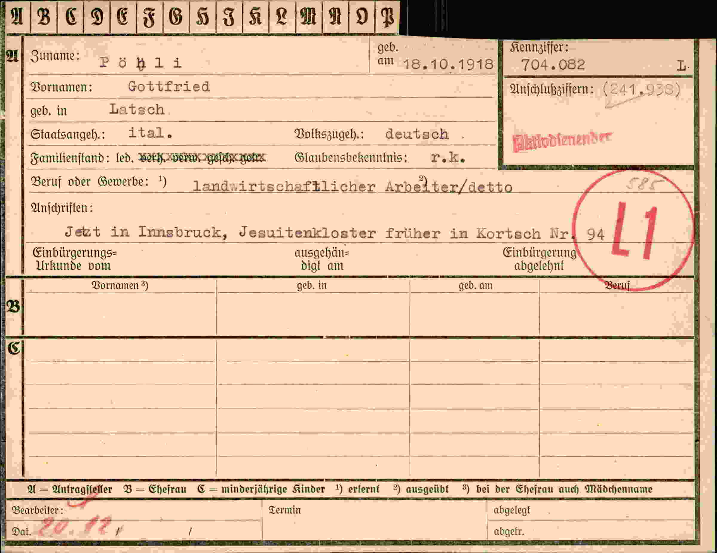 Dokument für Gottfried Pöhli