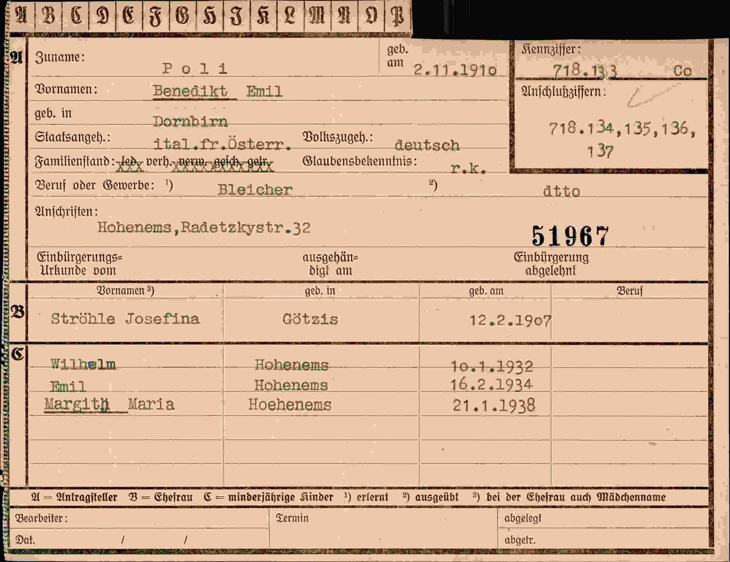 Dokument für Benedikt Emil Poli