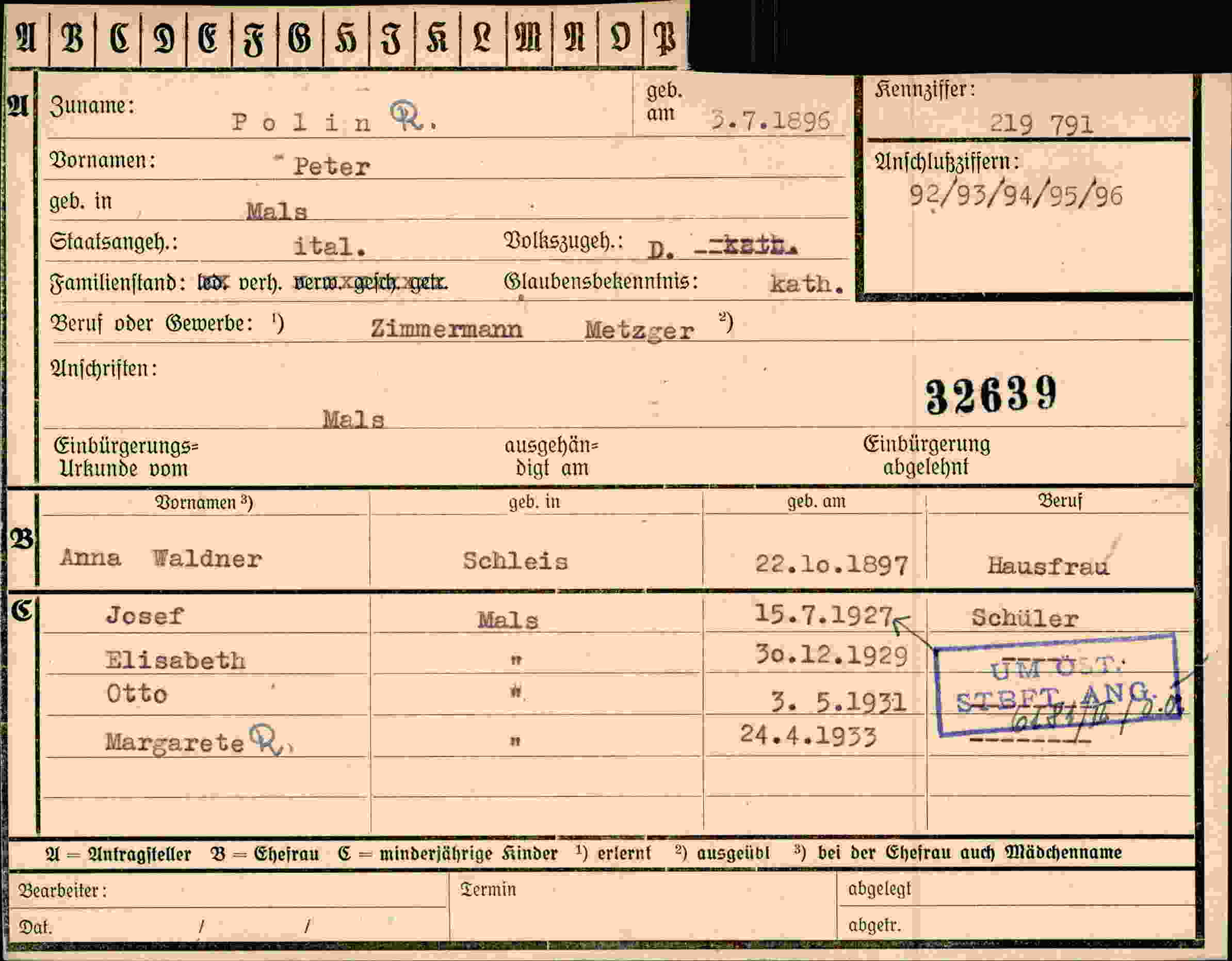 Dokument für Peter Polin