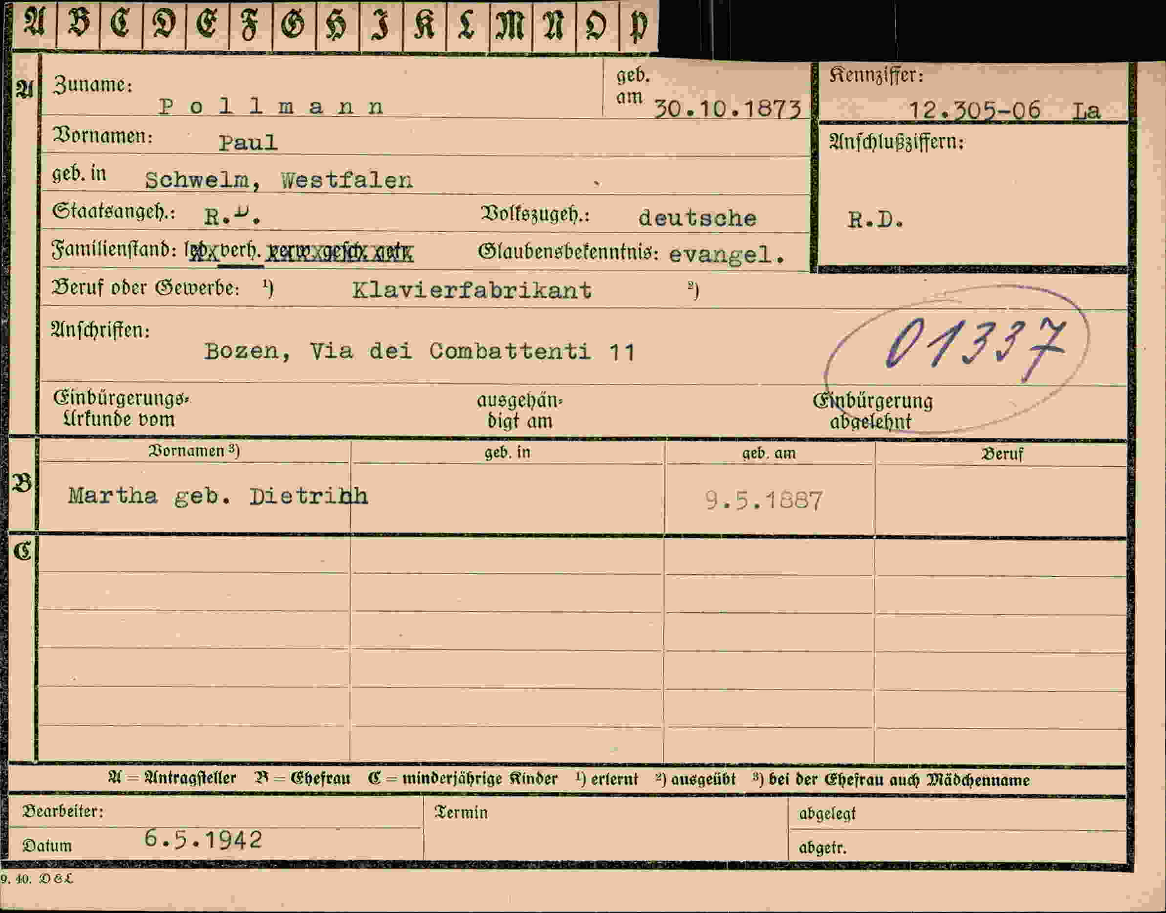 Dokument für Paul Pollmann