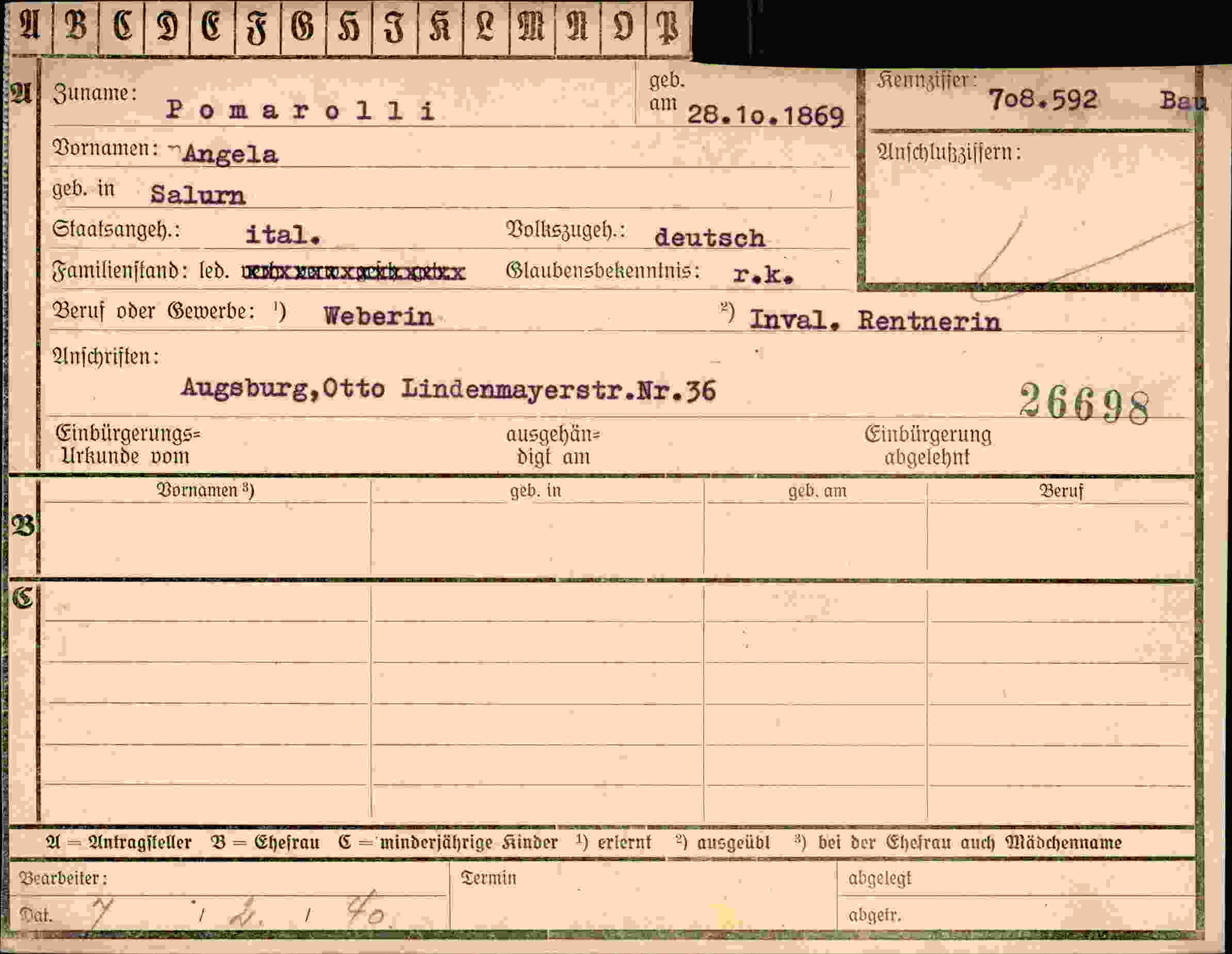 Dokument für Angela Pomarolli