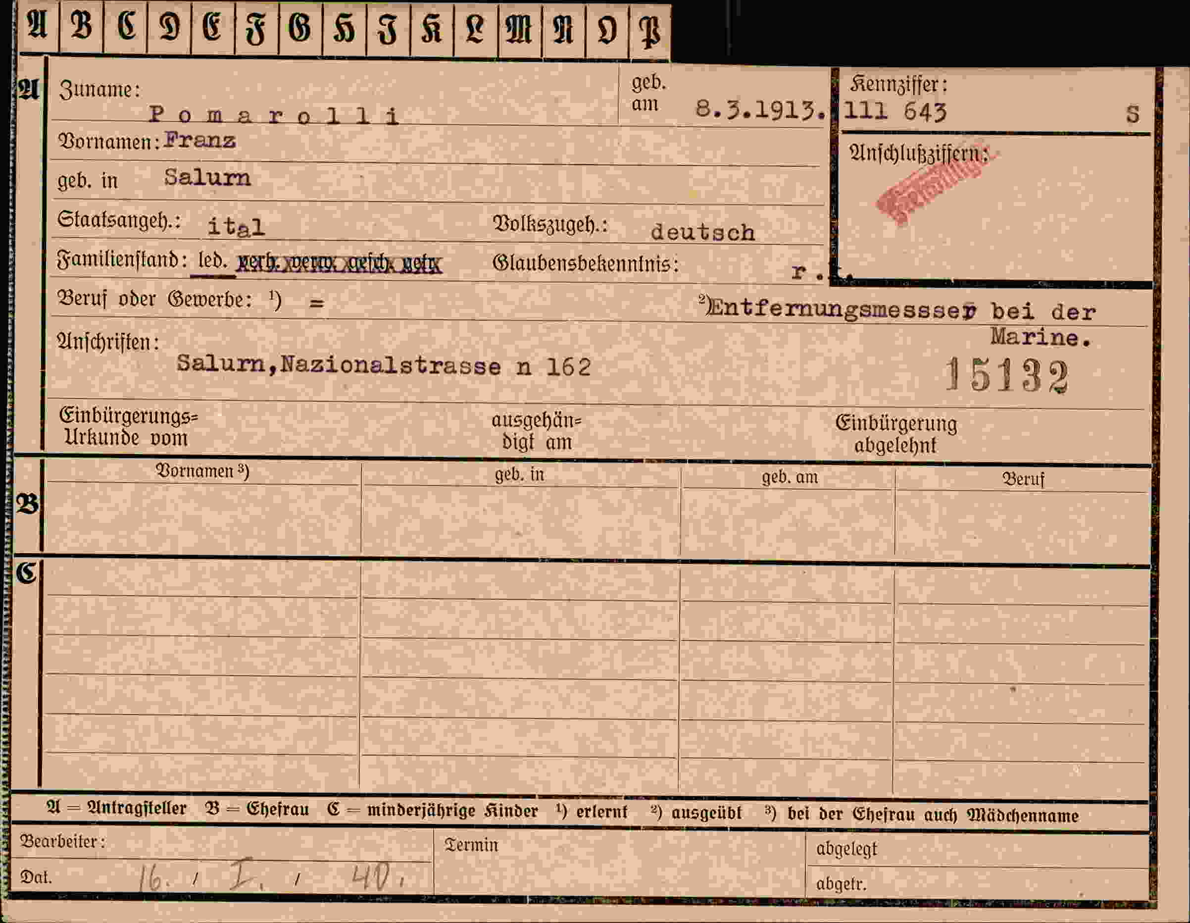Dokument für Franz Poma