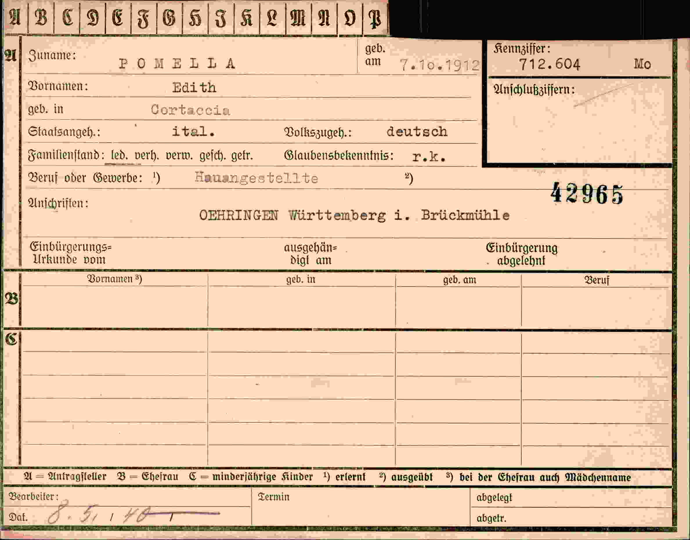 Vorderseite des Dokuments