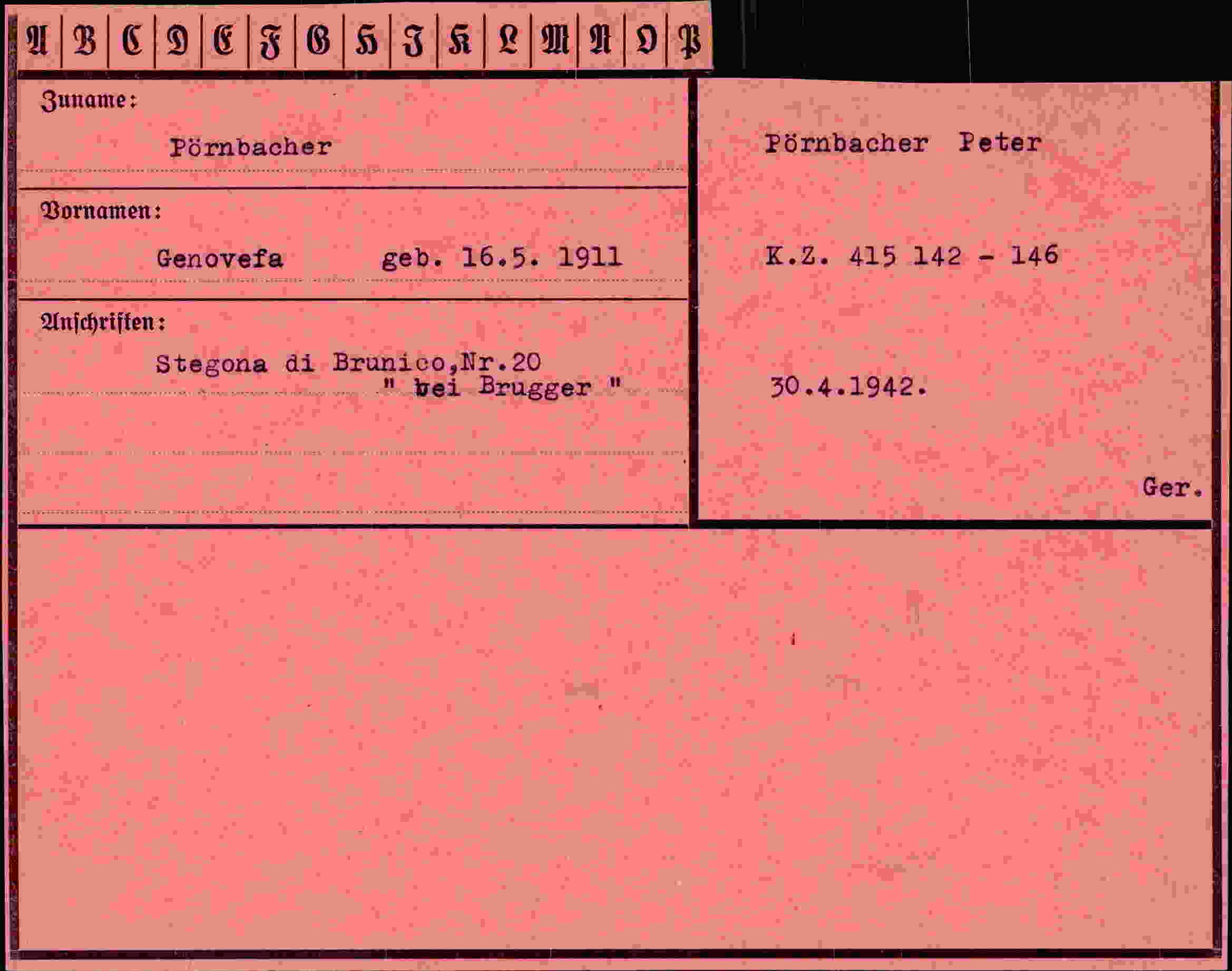 Dokument für Genovefa Pörnbacher