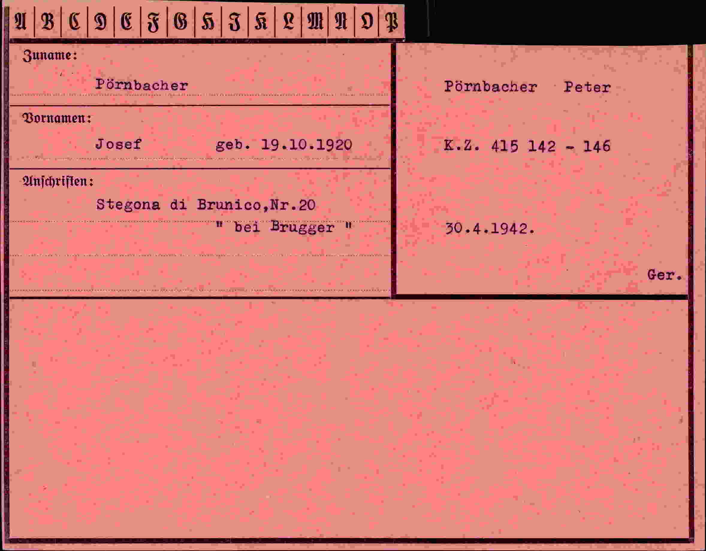 Dokument für Josef Pörnbacher