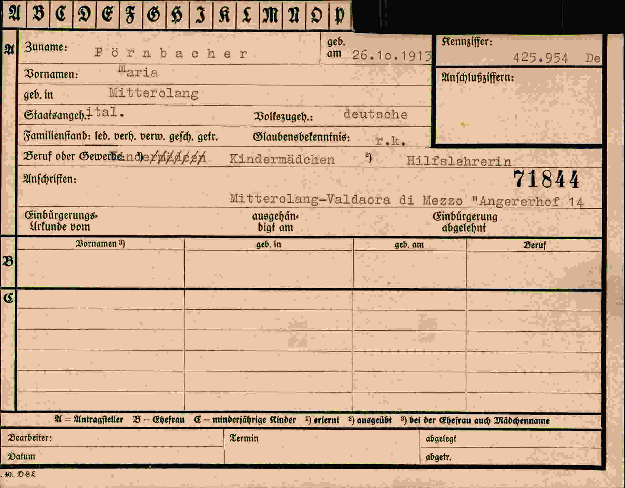 Vorderseite des Dokuments