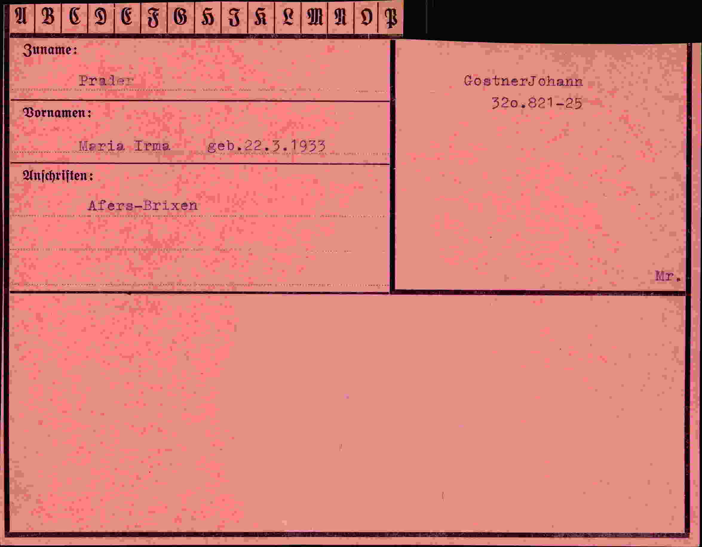 Dokument für Maria Orma Prader