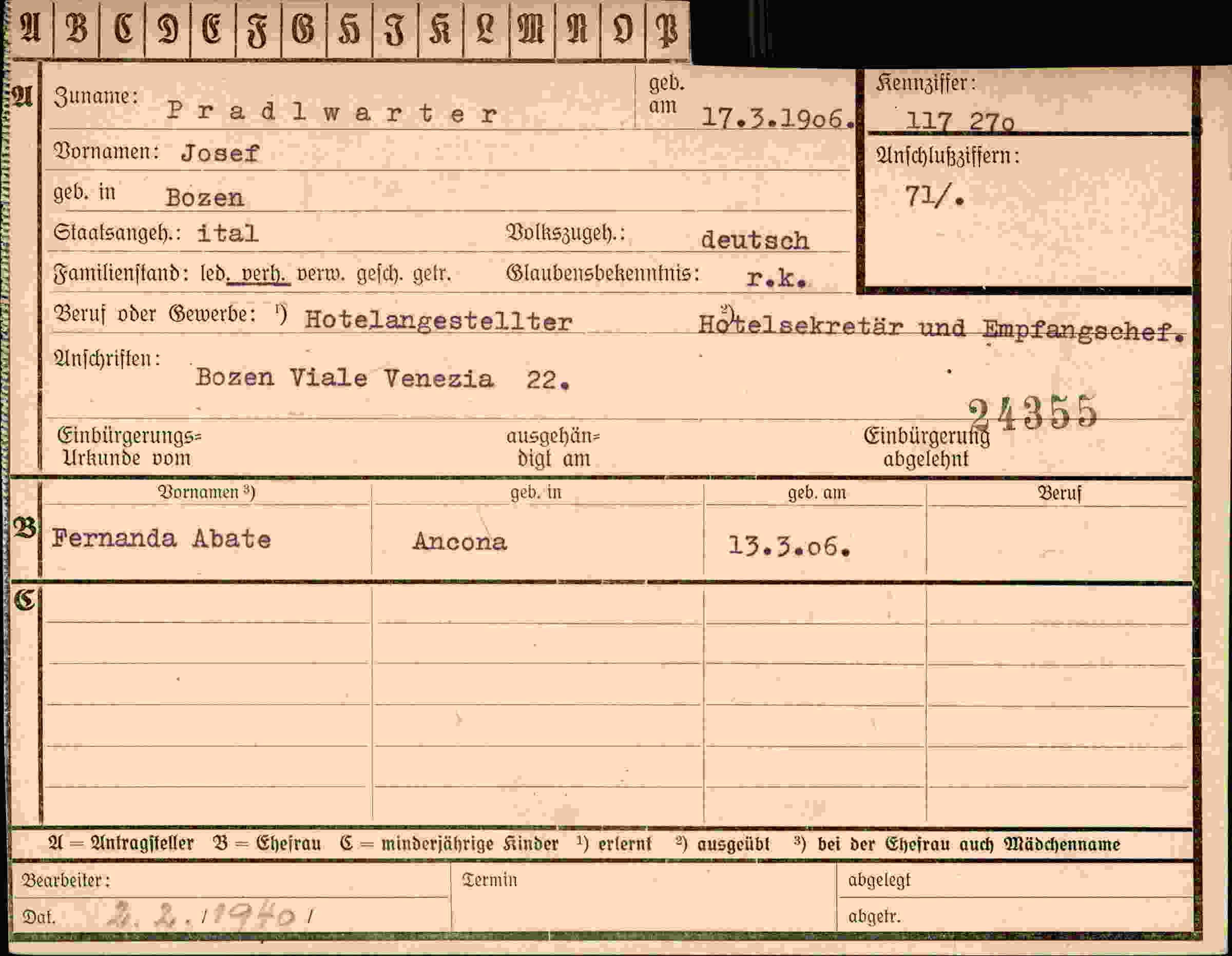 Vorderseite des Dokuments