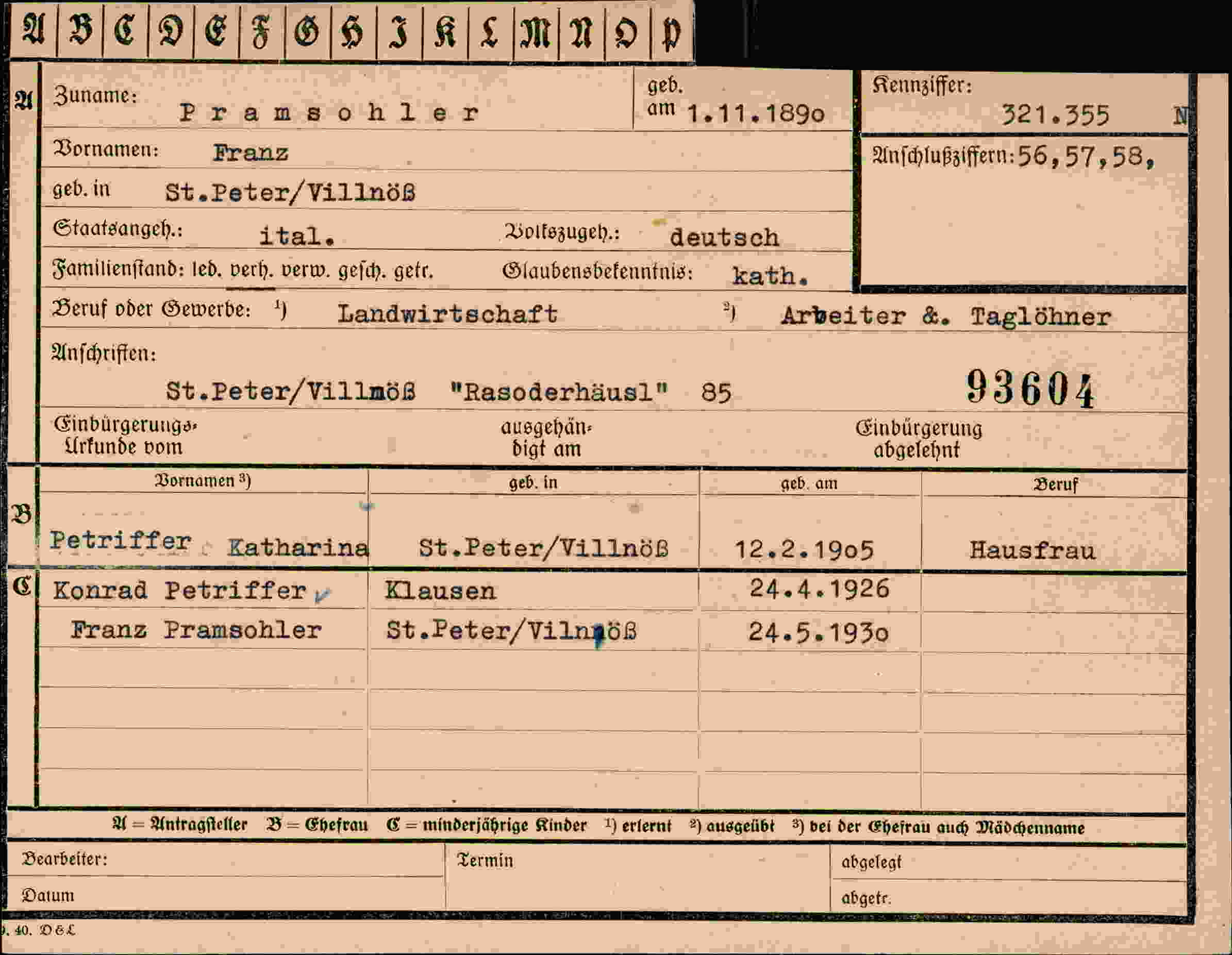 Vorderseite des Dokuments