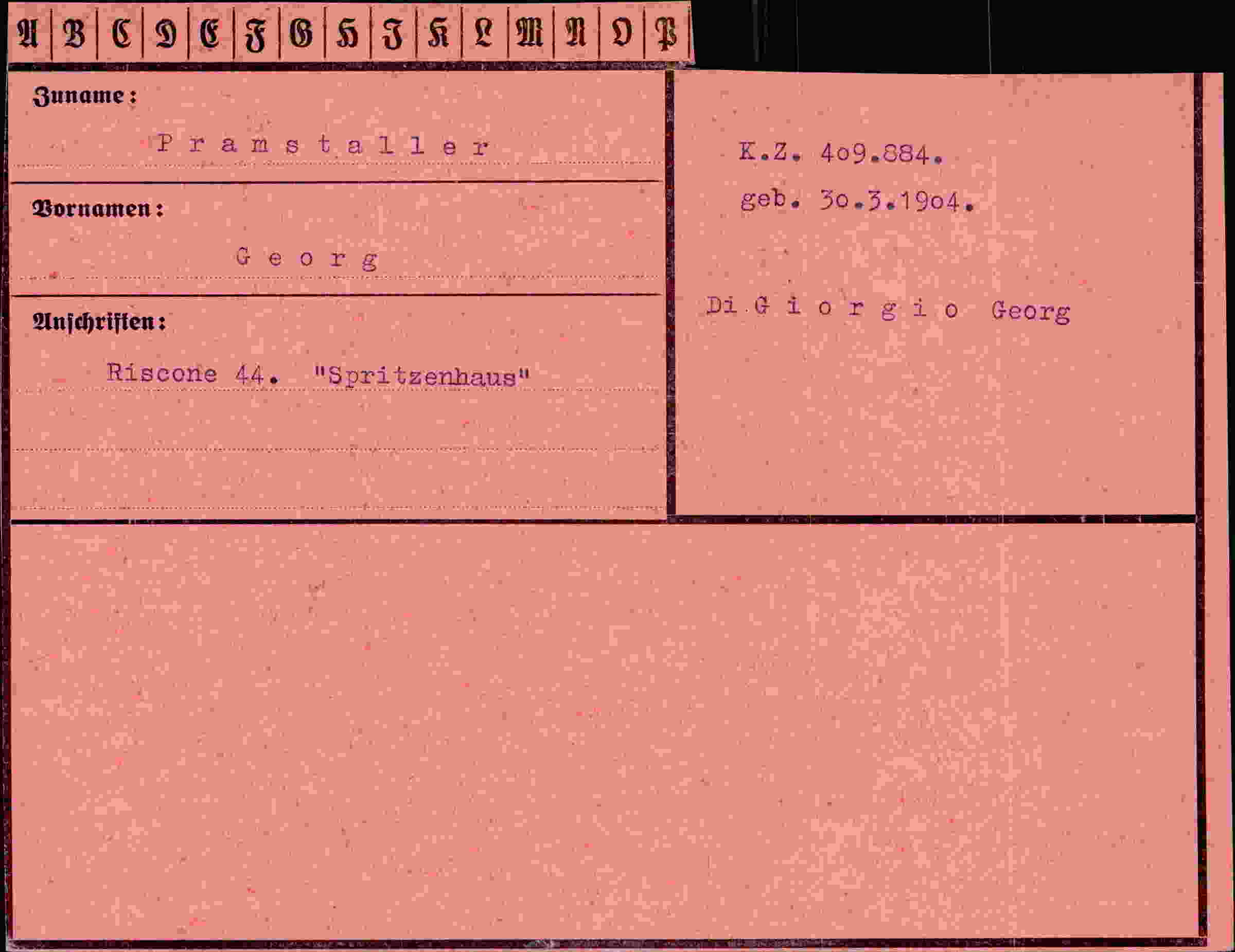 Dokument für Georg Pramstaller