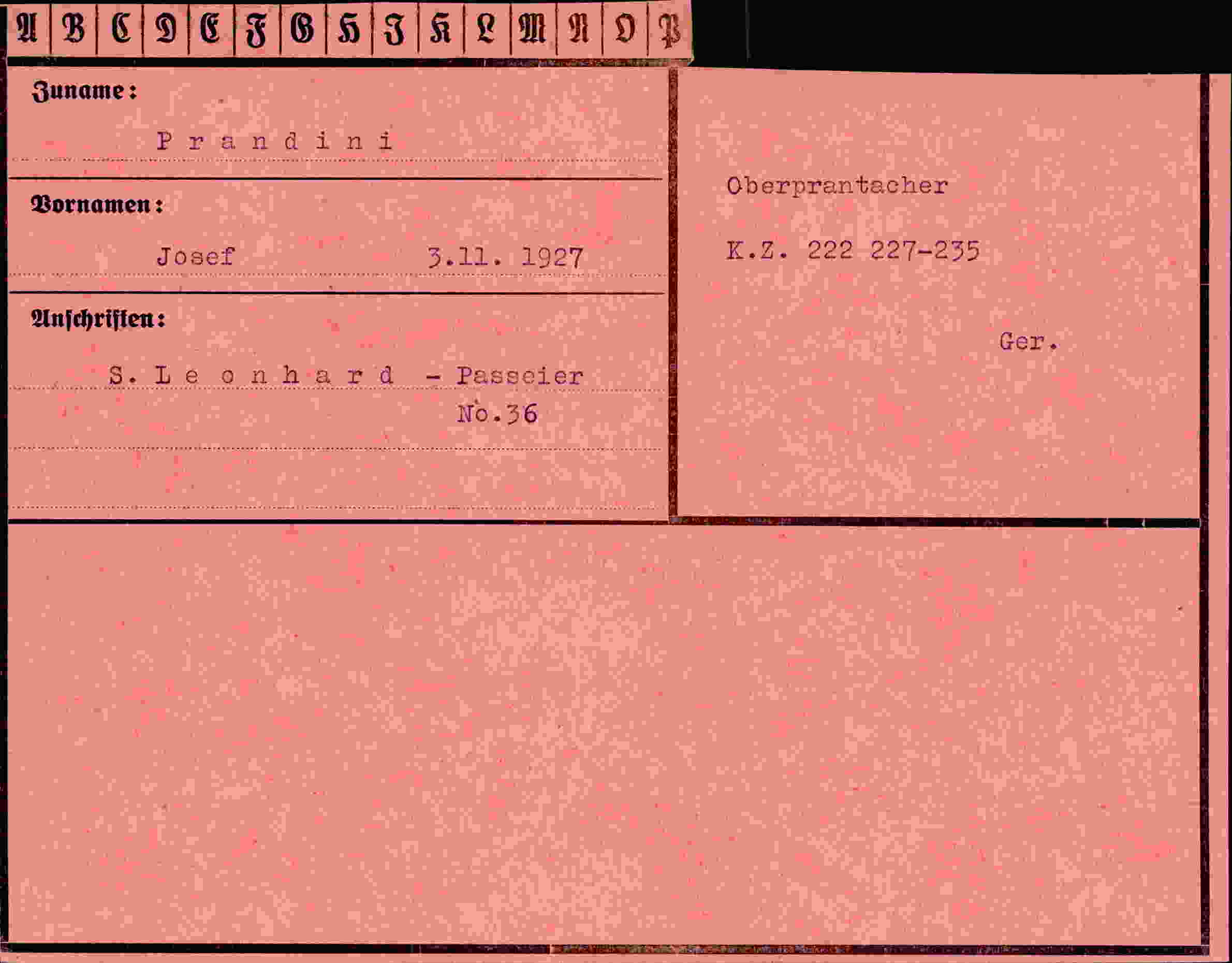 Dokument für Josef Prandia